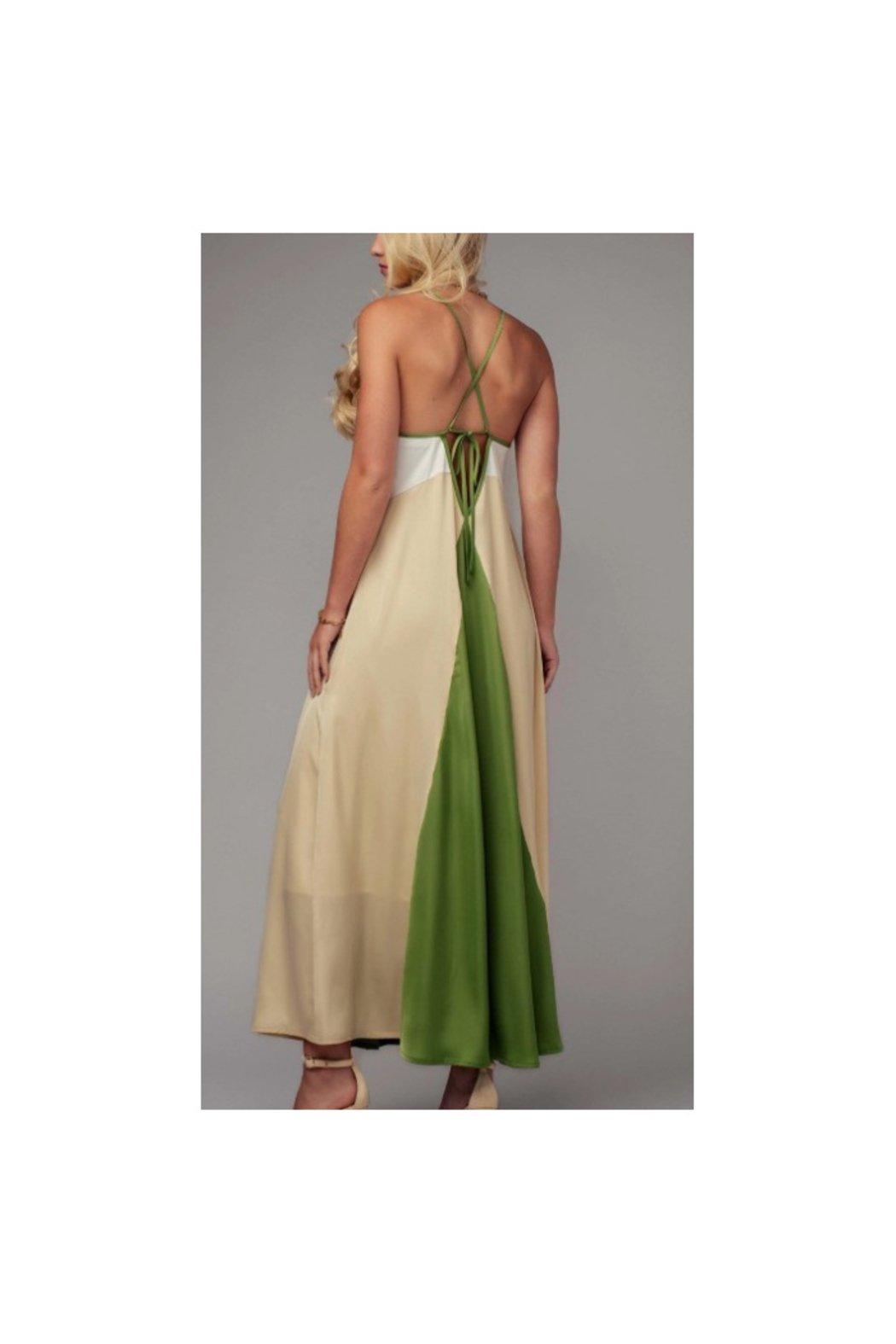 Colorblock Satin Empire Dress Product Image