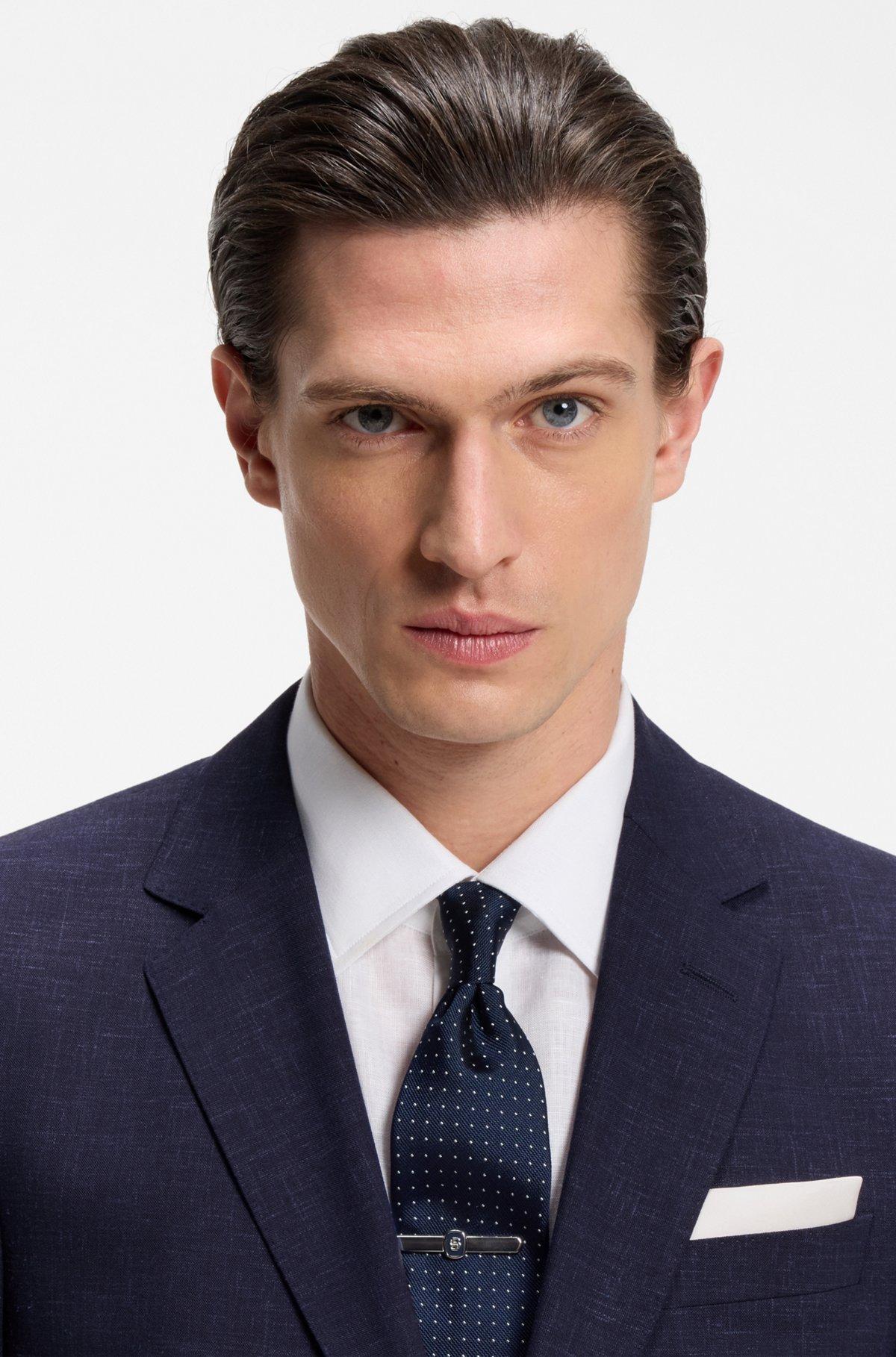 Two-piece slim-fit suit in micro-patterned cloth Product Image
