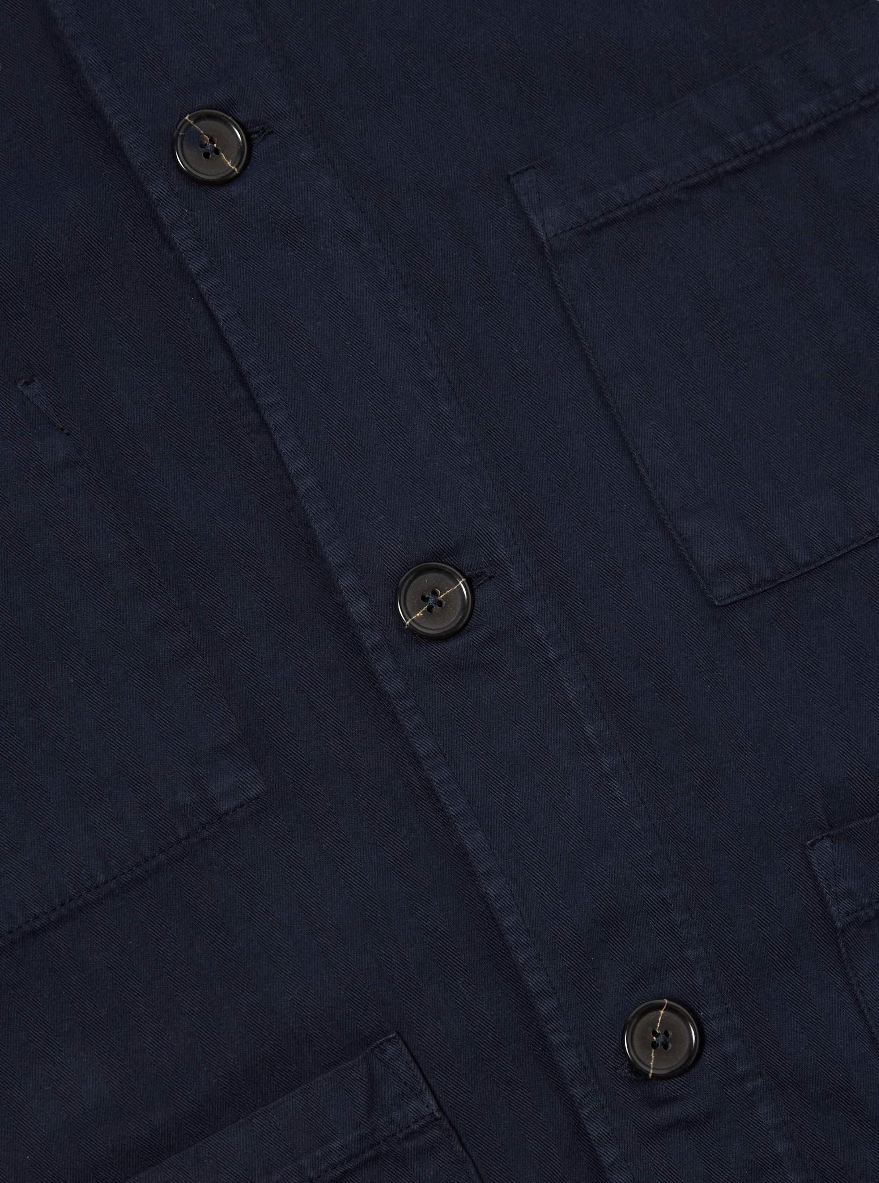 Dark Navy Herringbone Cotton Coverall Jacket Product Image