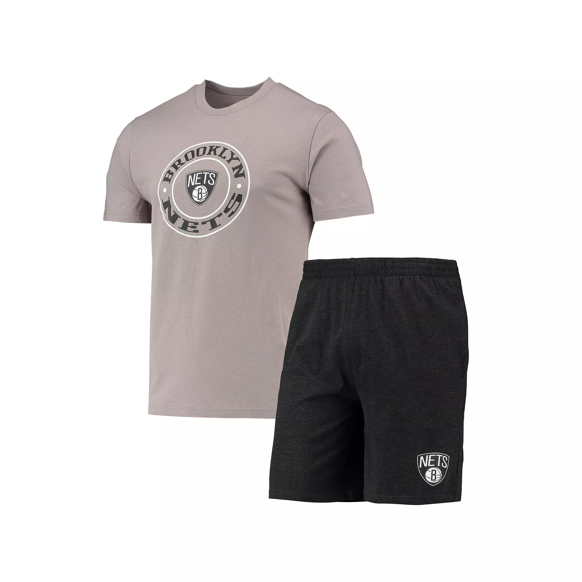 Men's Concepts Sport Black/Gray Brooklyn Nets T-Shirt & Shorts Sleep Set,  Product Image