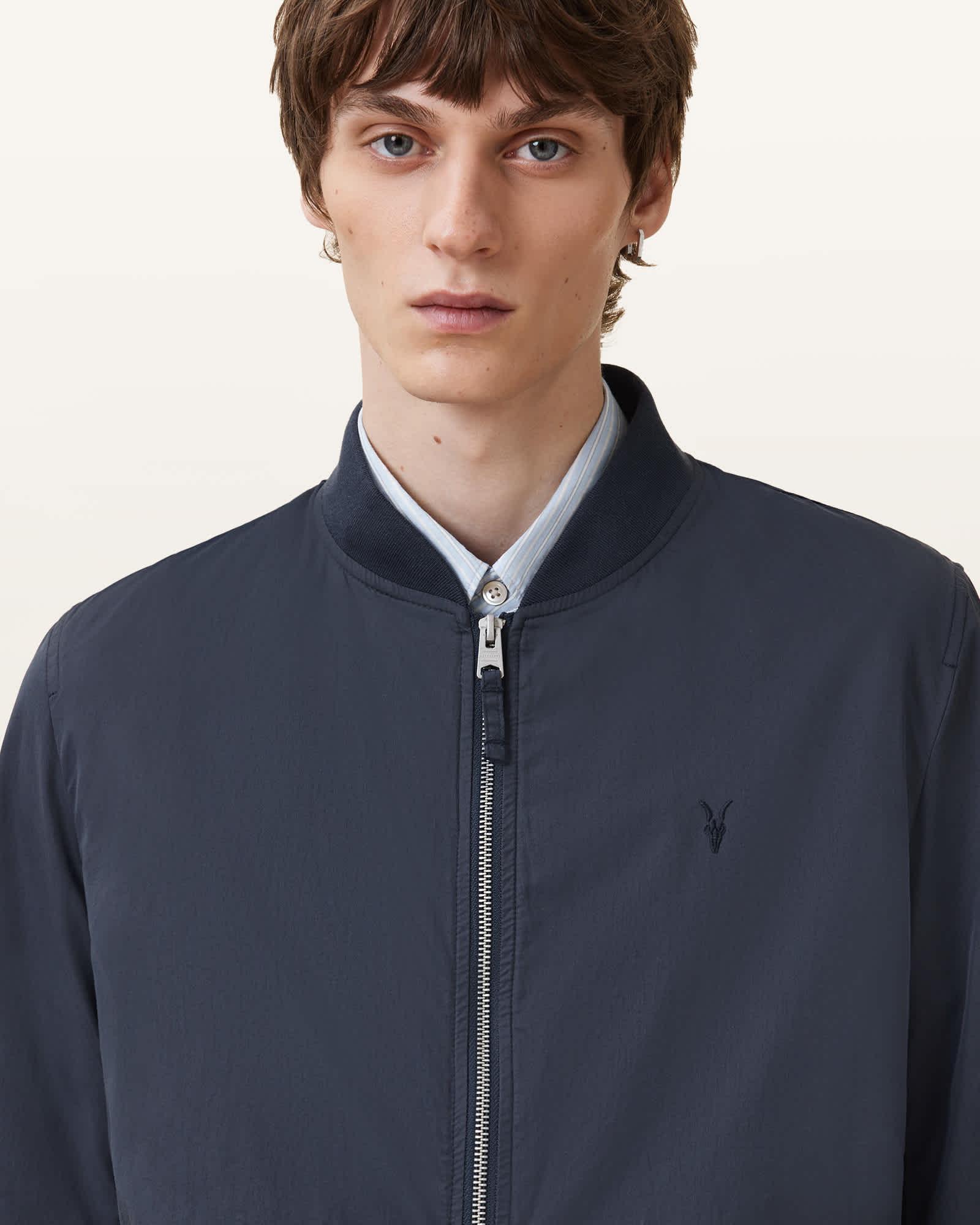 Bassett Ramskull Bomber Jacket COMMAND BLUE | ALLSAINTS US Product Image