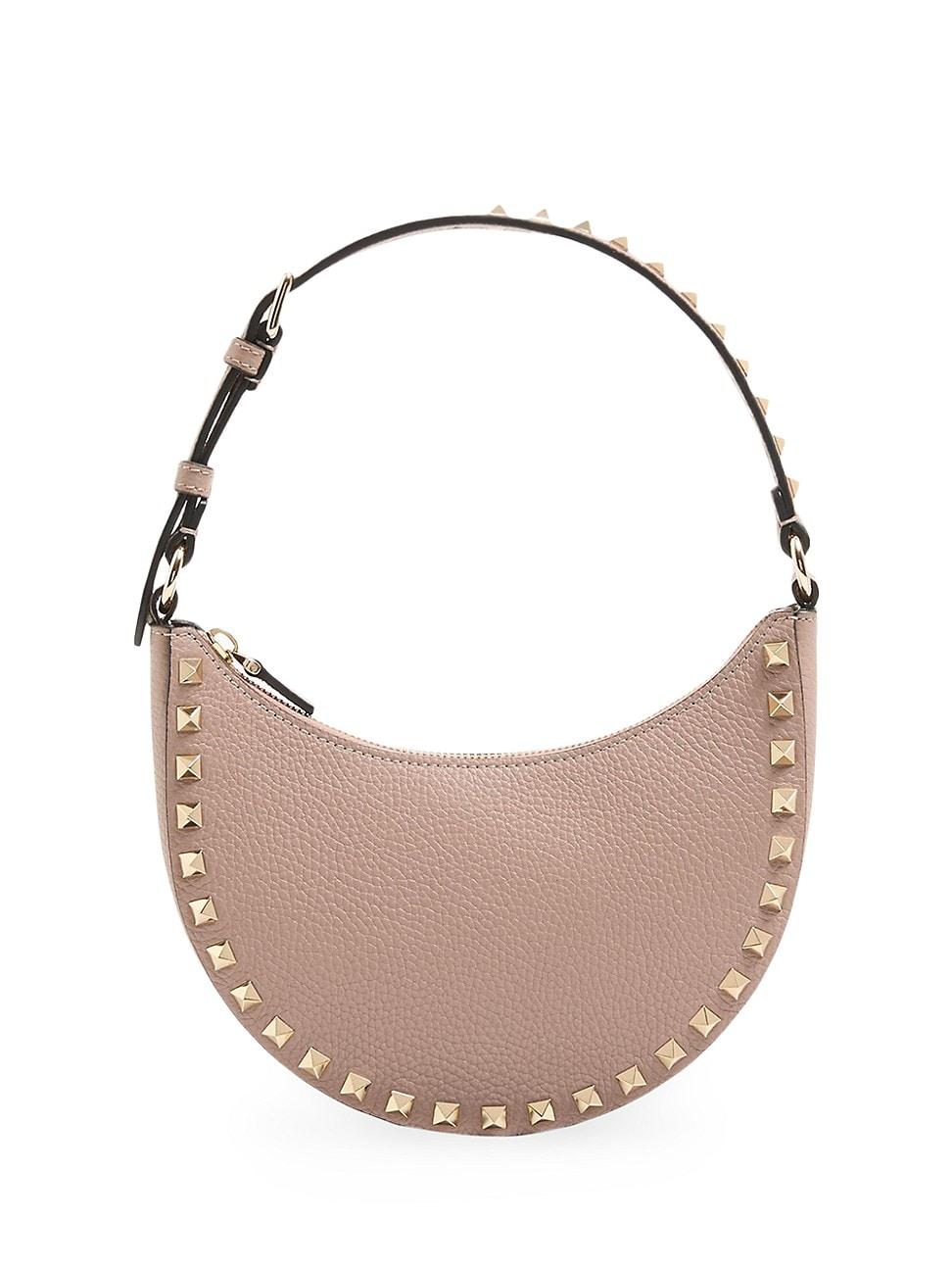 Womens Mini Rockstud Hobo Bag in Grainy Calfskin Product Image