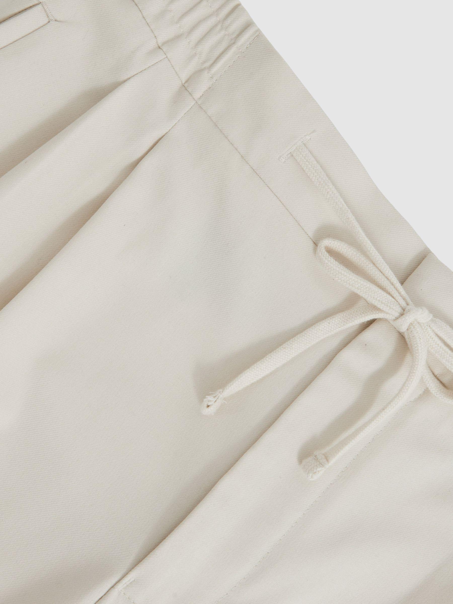 Relaxed-Fit Twill Drawstring Trousers in Ecru Product Image