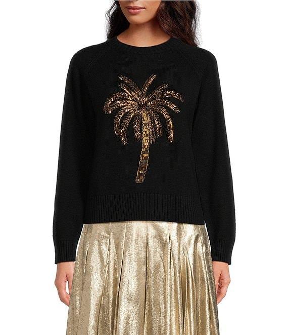 Mestiza New York Delilah Knit Crew Neck Palm Tree Embroidered Sweater Product Image