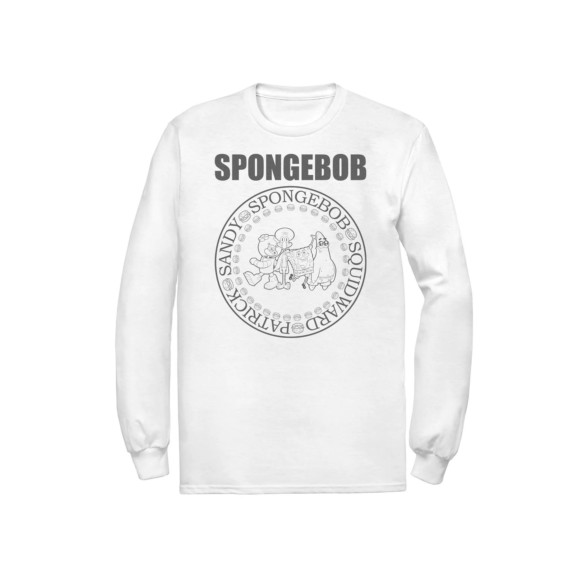 Men's Spongebob And Friends Circle Portrait Logo Long Sleeve Tee, Size: Large, White Product Image