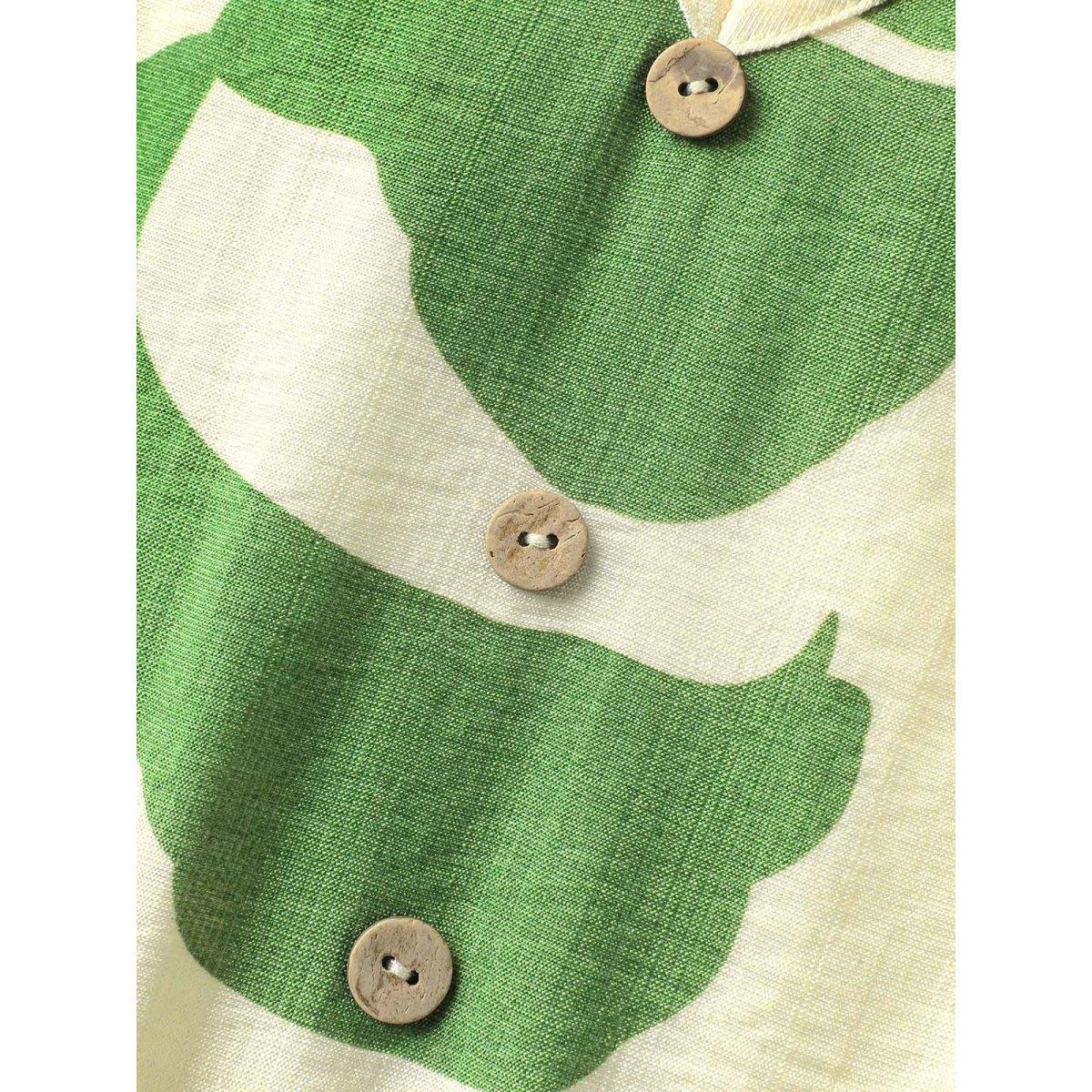 Plus Size Geometric Print Cinched-Waist Button Midi Dress Olive Women V-neck Short sleeve Curvy BloomChic 12/L Product Image