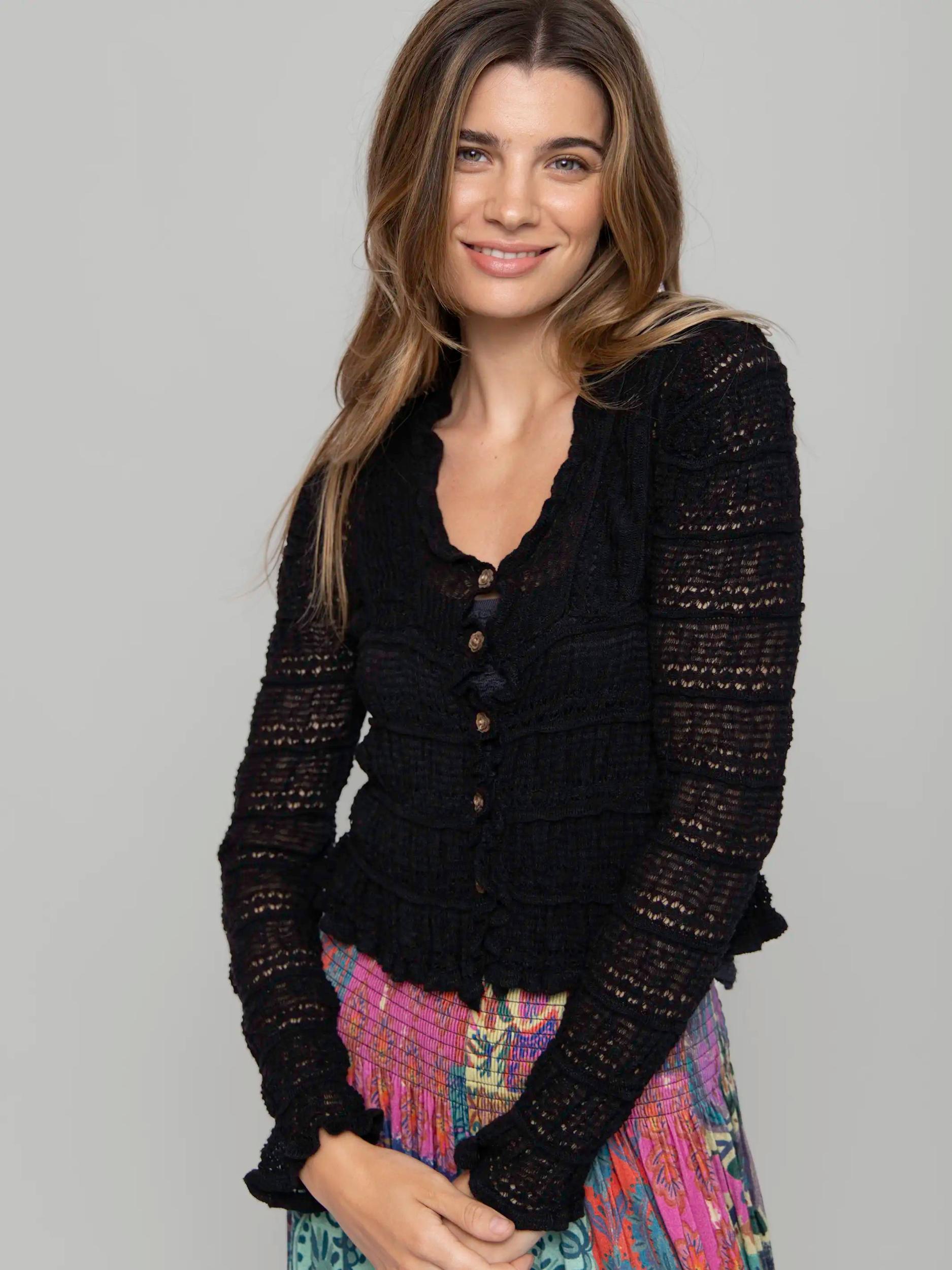 Juliet Ruffle Sweater Top - Slate Product Image