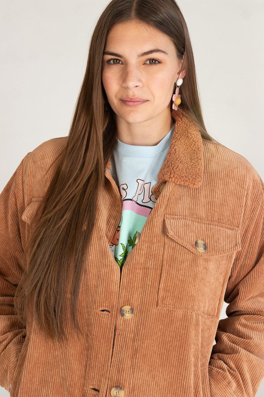 Sherpa Trim Corduroy Shacket Product Image