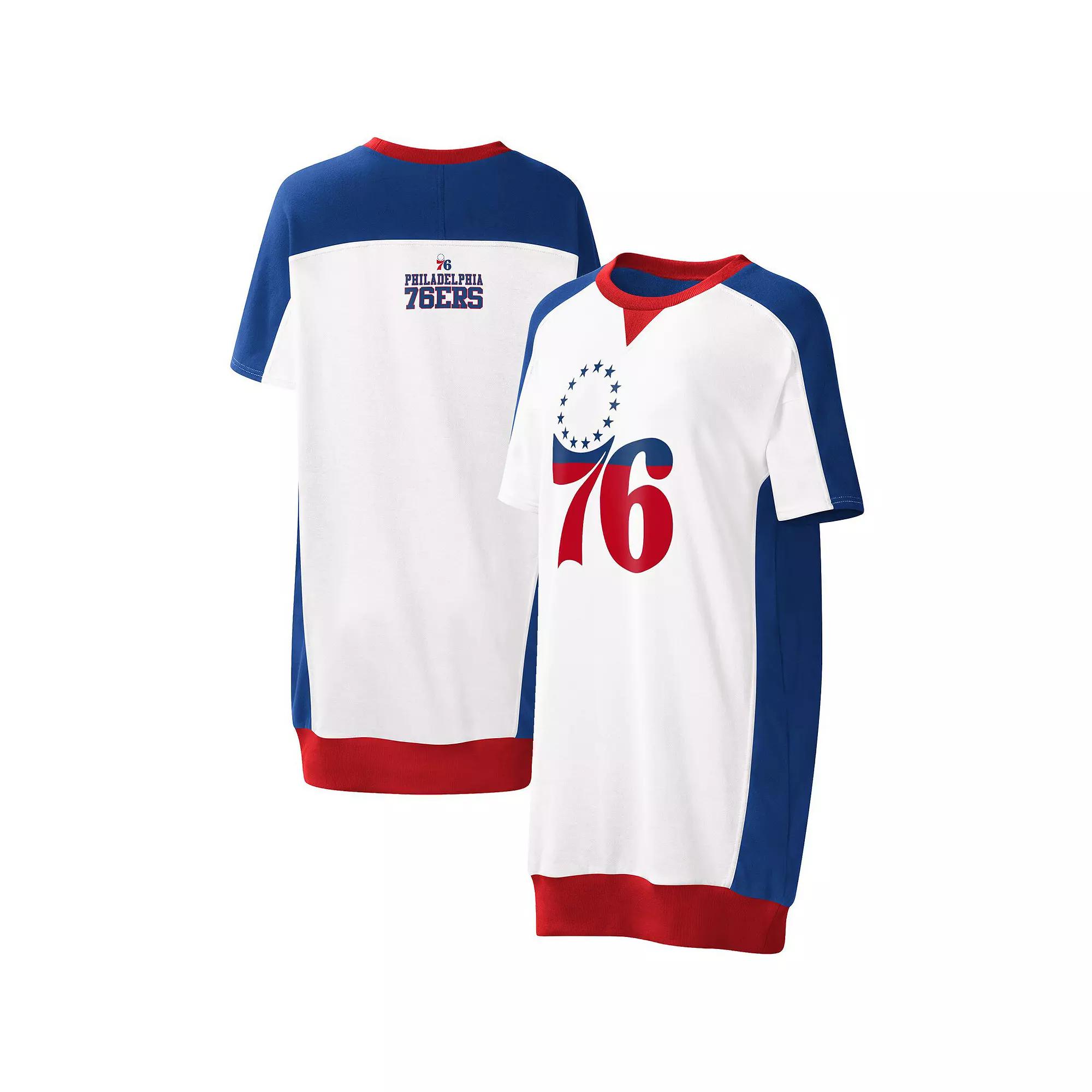 Women's G-III 4Her by Carl Banks White Philadelphia 76ers Free Throw T-Shirt Dress,  Product Image