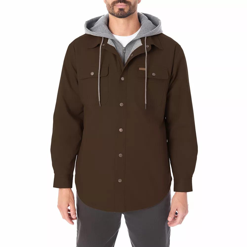 Men's Smith's Workwear Layered Hooded Canvas Snap Shirt Jacket,  Product Image
