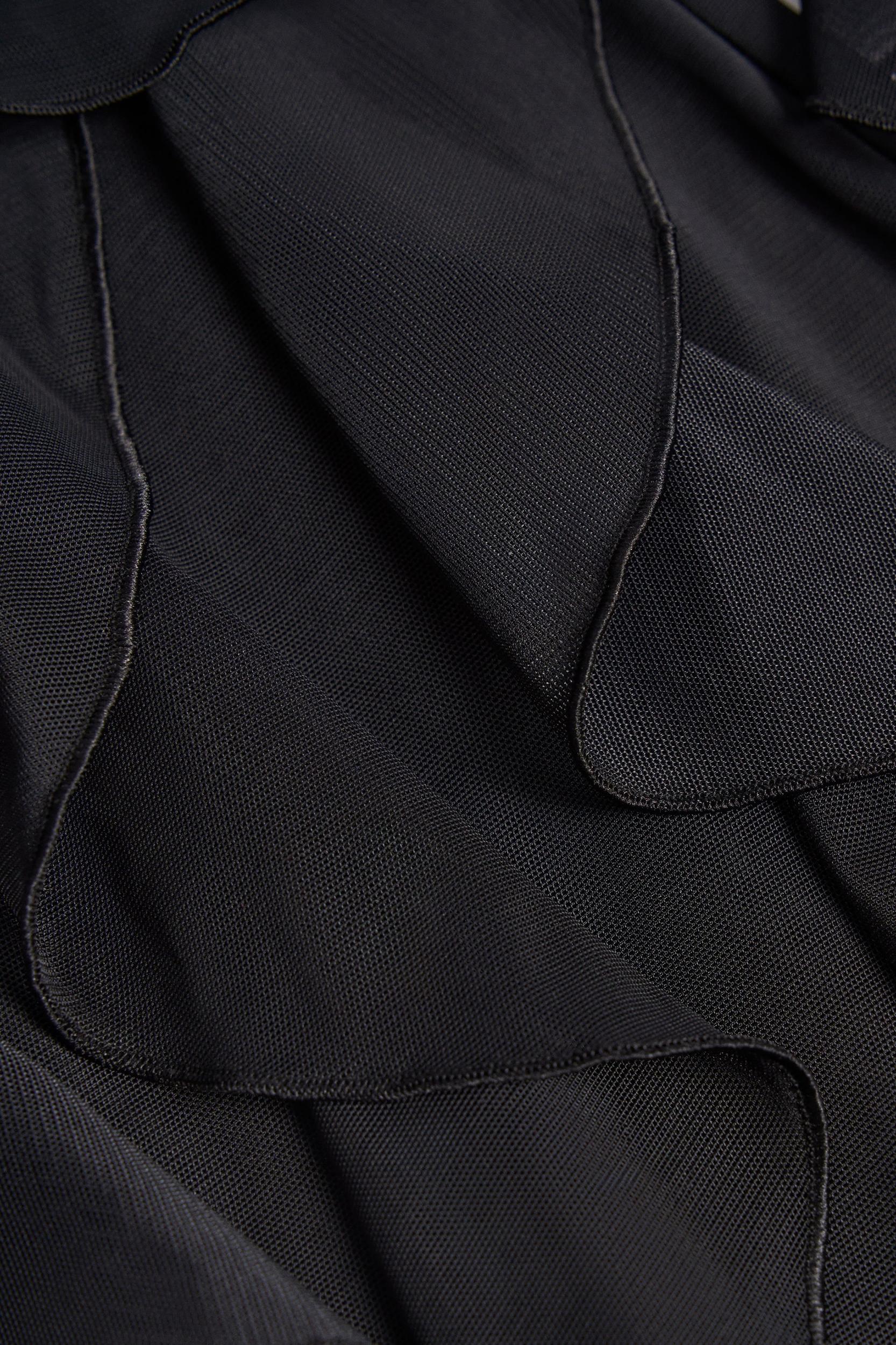 Ruffled Mid-Rise Flared Trousers in Black Product Image