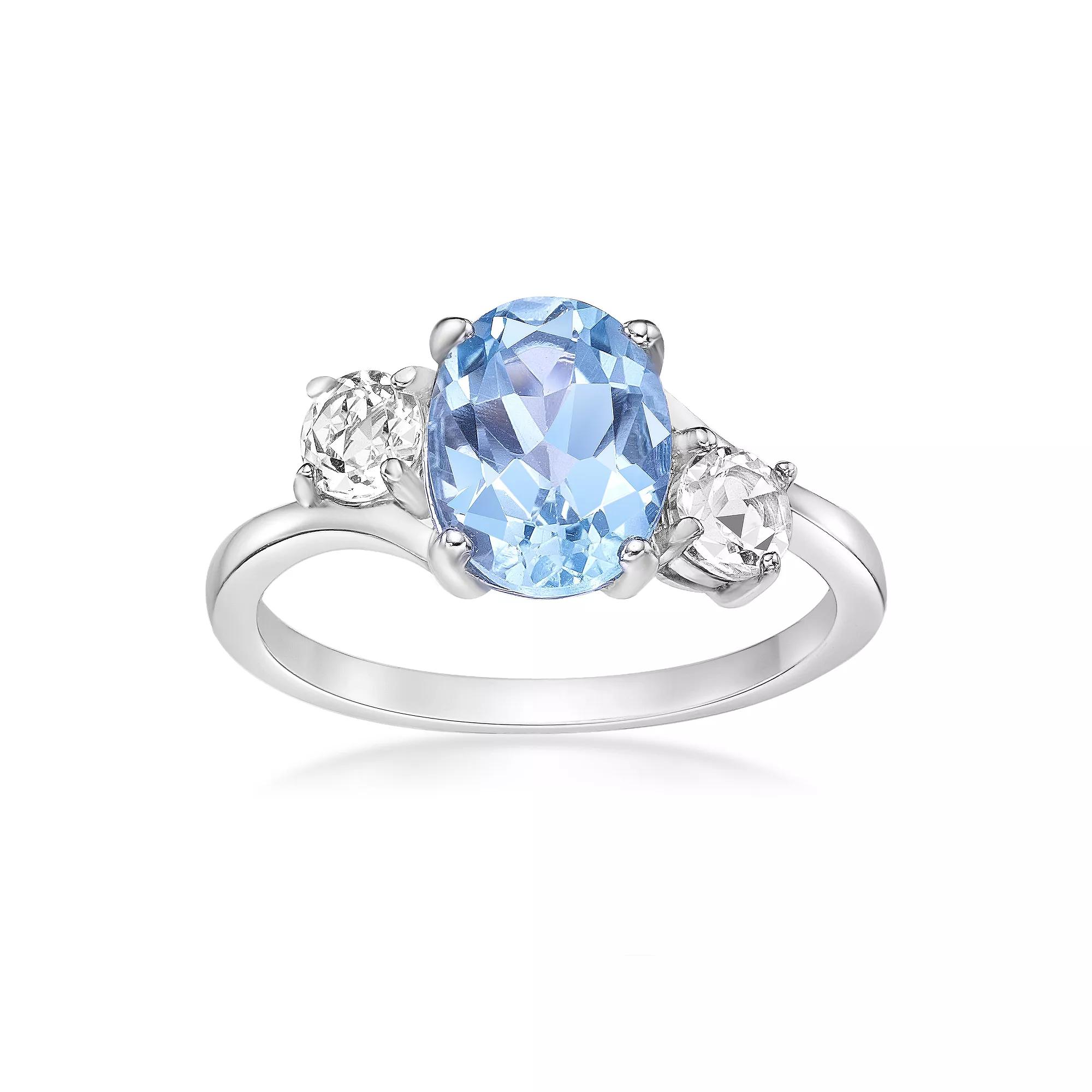 Gemminded Sterling Silver ISQA Blue Topaz & Lab-Created White Sapphire Ring, Womens Product Image