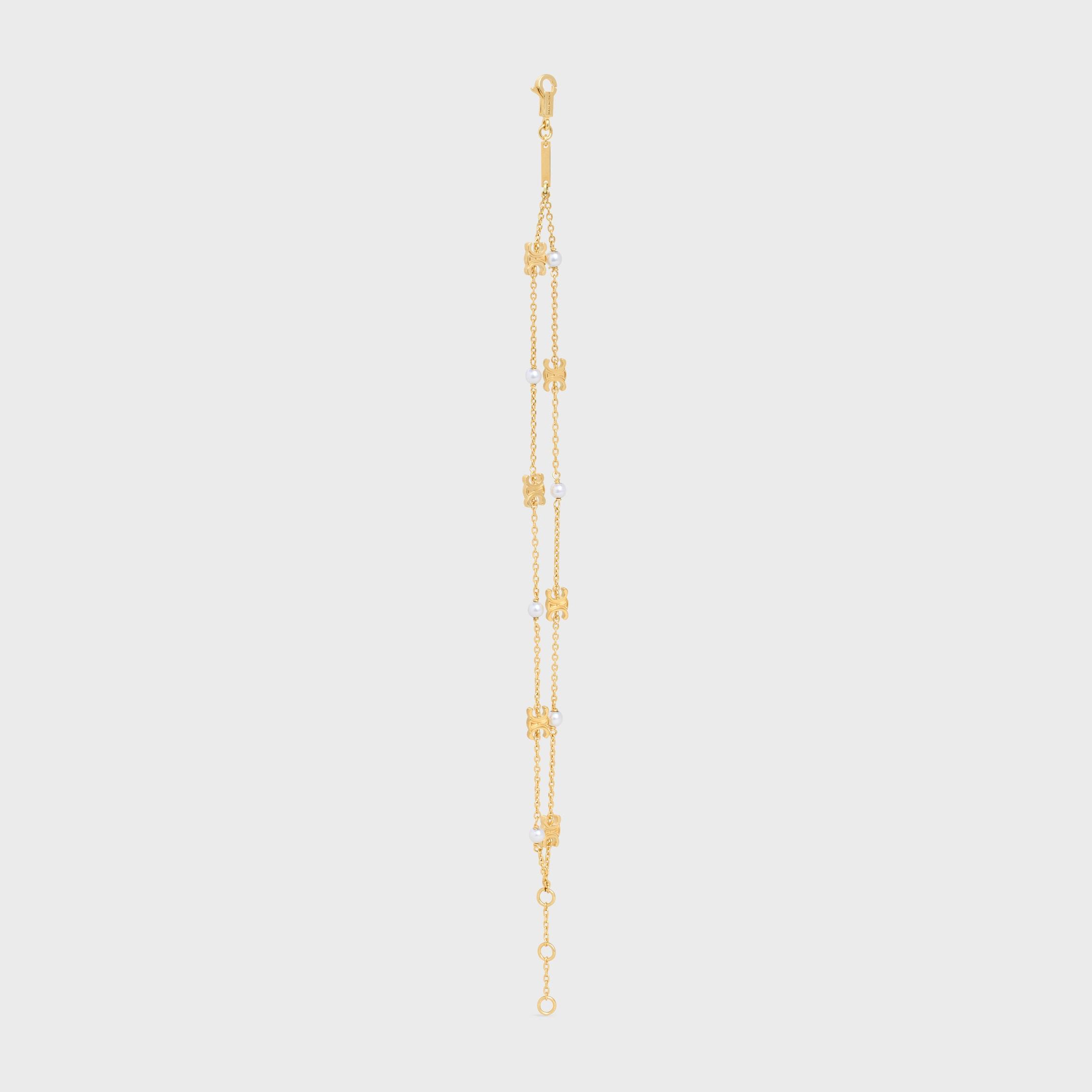 Les Perles Celine Double Bracelet in Brass with Gold Finish and Resin Pearls Product Image