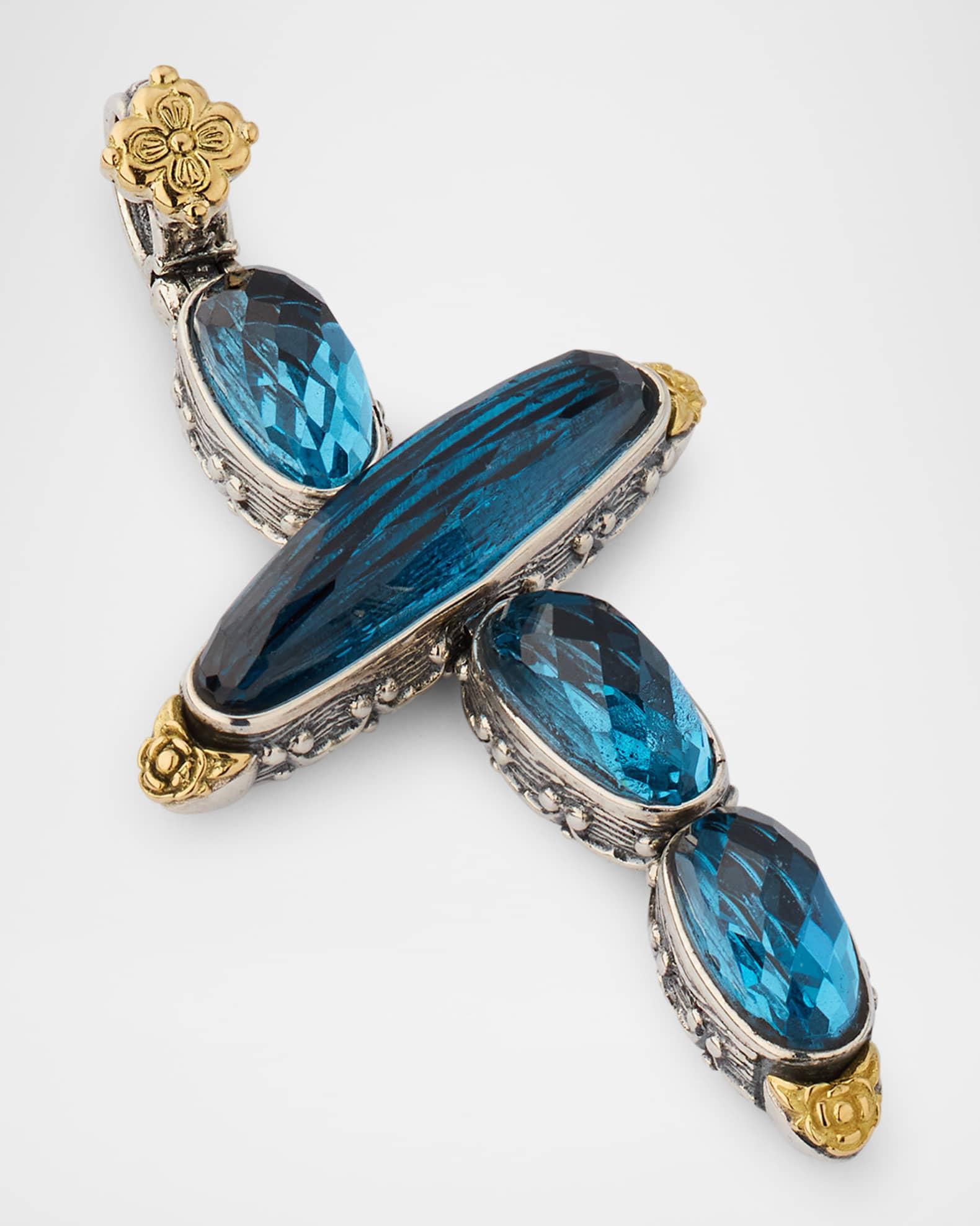 Kyma Two-Tone Blue Spinel Cross Pendant Product Image