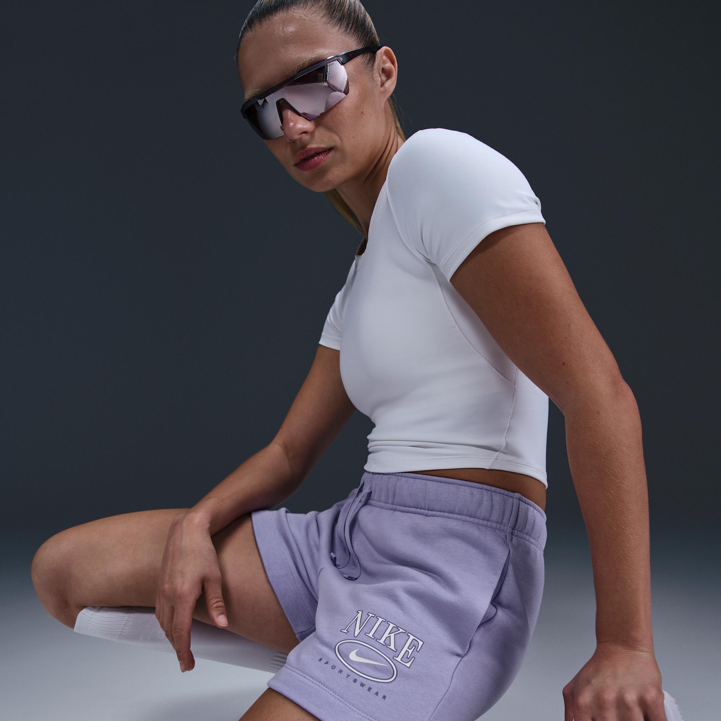 Womens Nike Sportswear Club Fleece Mid-Rise 4 Graphic Shorts | HJ1282-533 Product Image