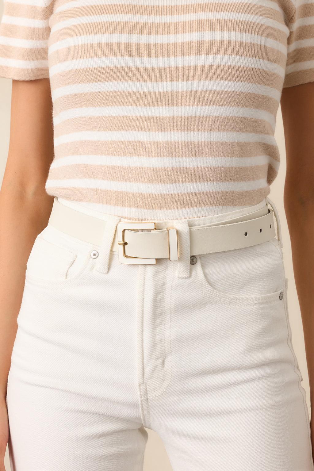 All Good Things Ivory Faux Leather Belt Product Image