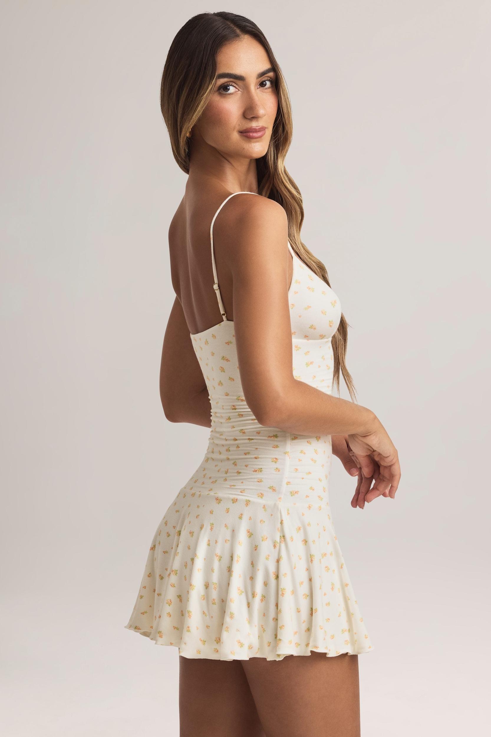 Modal Ruched A-Line Mini Dress in Floral Print Product Image