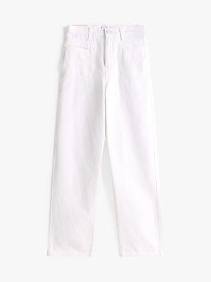 White High-Rise Relaxed Straight Jeans Product Image