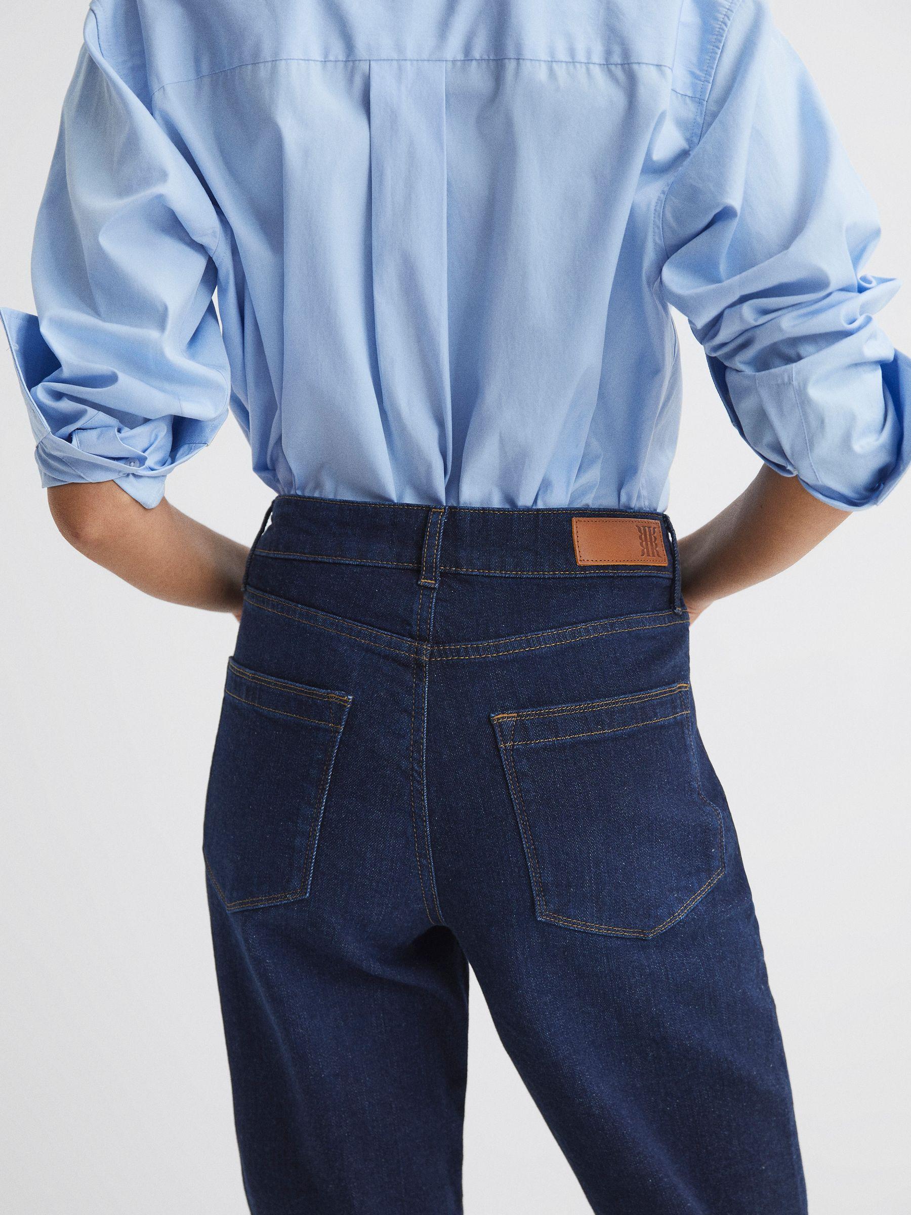 High Rise Straight Leg Jeans in Deep Indigo Product Image