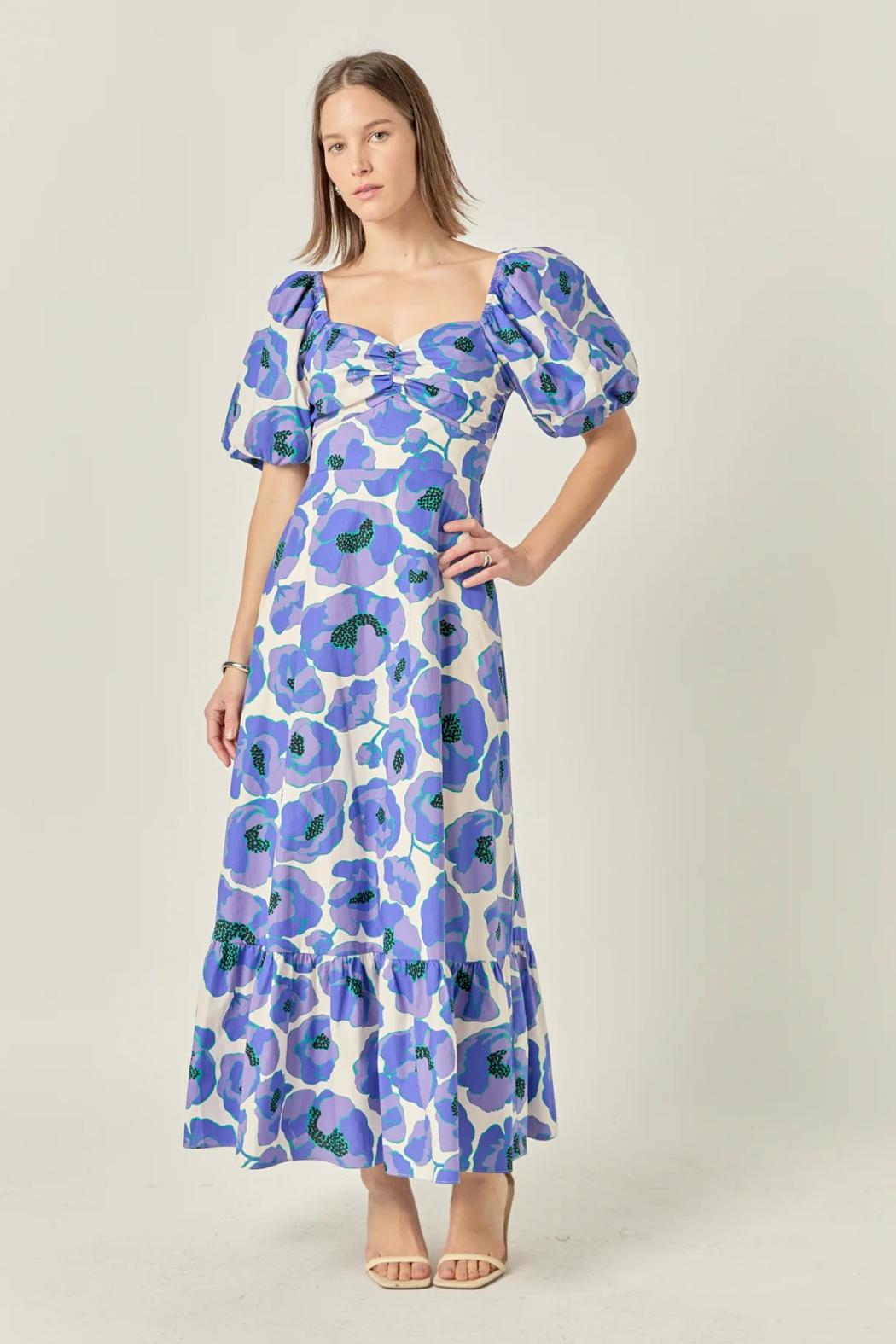 Floral Print Bow Back Maxi Dress Product Image