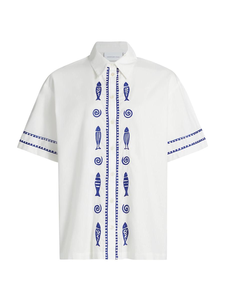 Womens Annette Embroidered Cotton Shirt Product Image