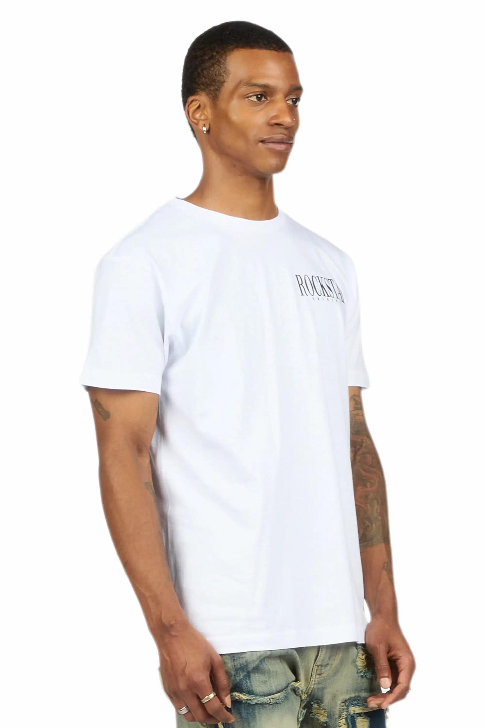 Dayte Nite White Graphic T-Shirt Male Product Image