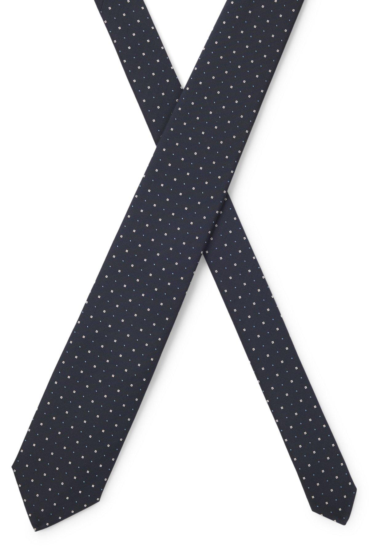 BOSS - Silk-blend tie with jacquard pattern - Dark Blue Product Image
