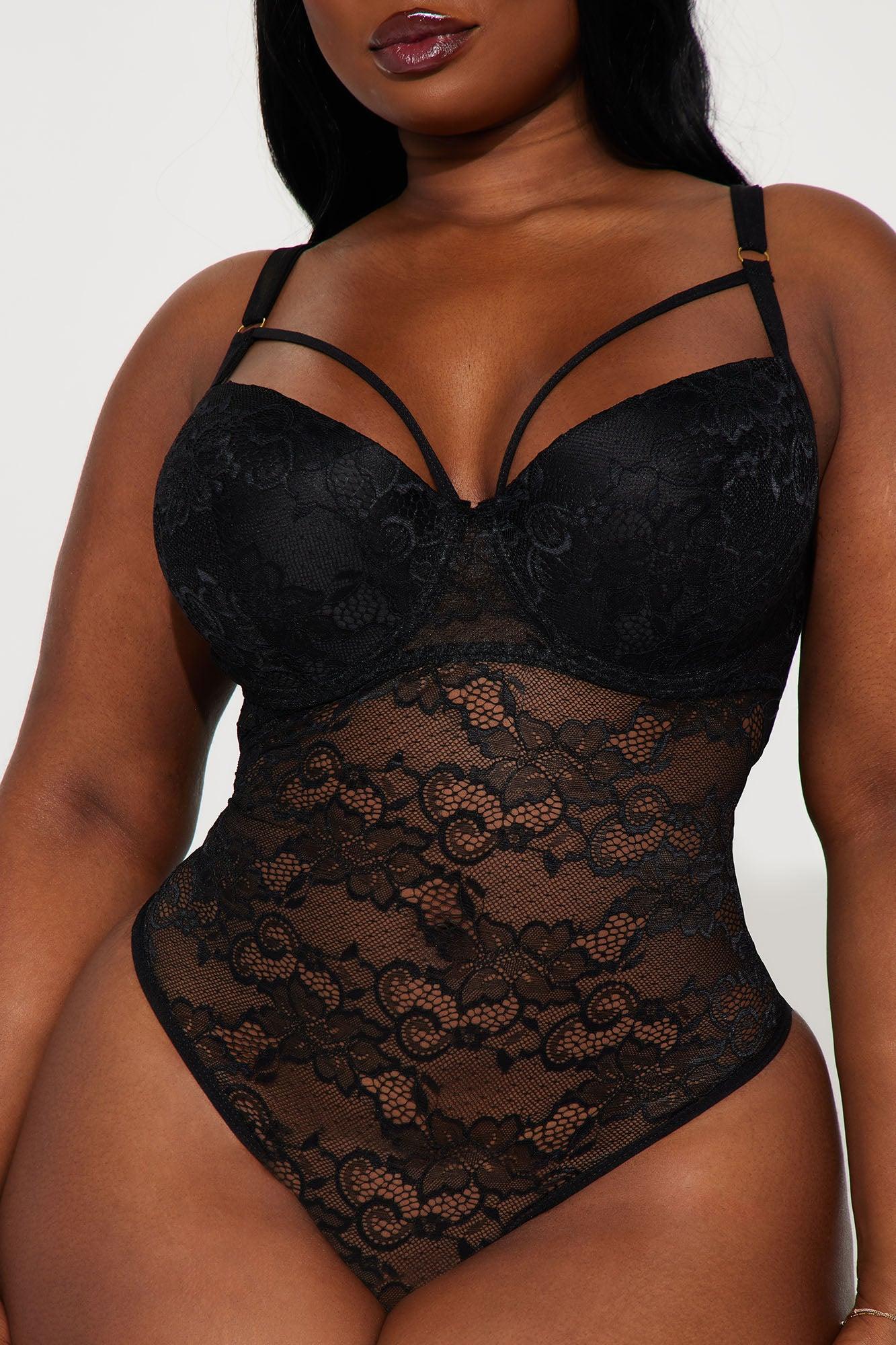 Cross My Mind Lace Teddy - Black Product Image