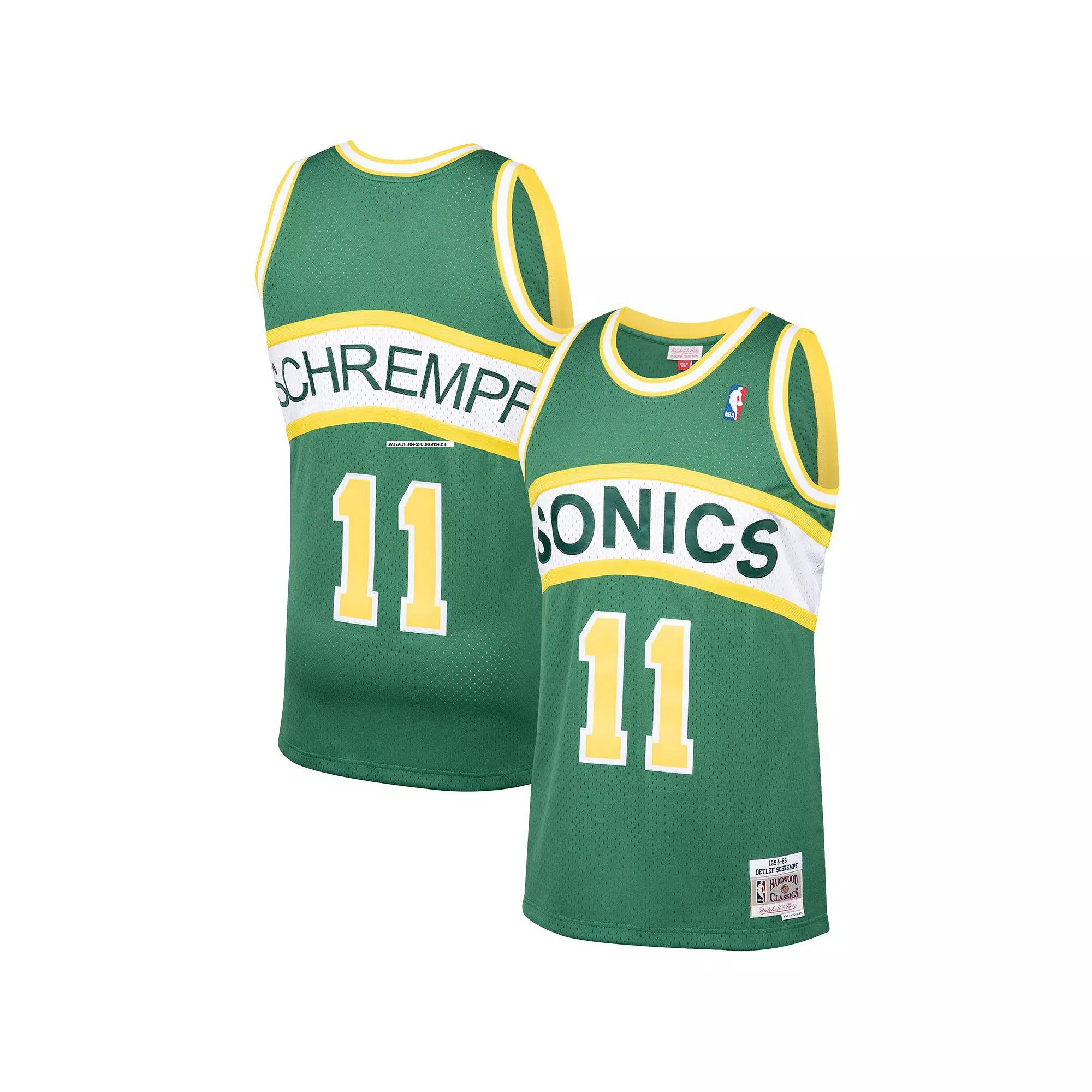 Men's Mitchell & Ness Detlef Schrempf Green Seattle SuperSonics 1994-95 Hardwood Classics Swingman Player Jersey, Size: Small, Nba Green Product Image