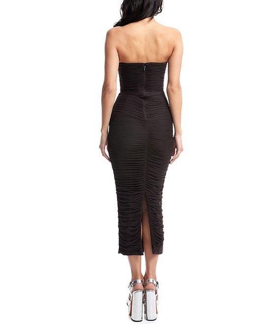 Dress the Population Ferra V-Neck Sleeveless Ruched Midi Bodycon Dress Product Image