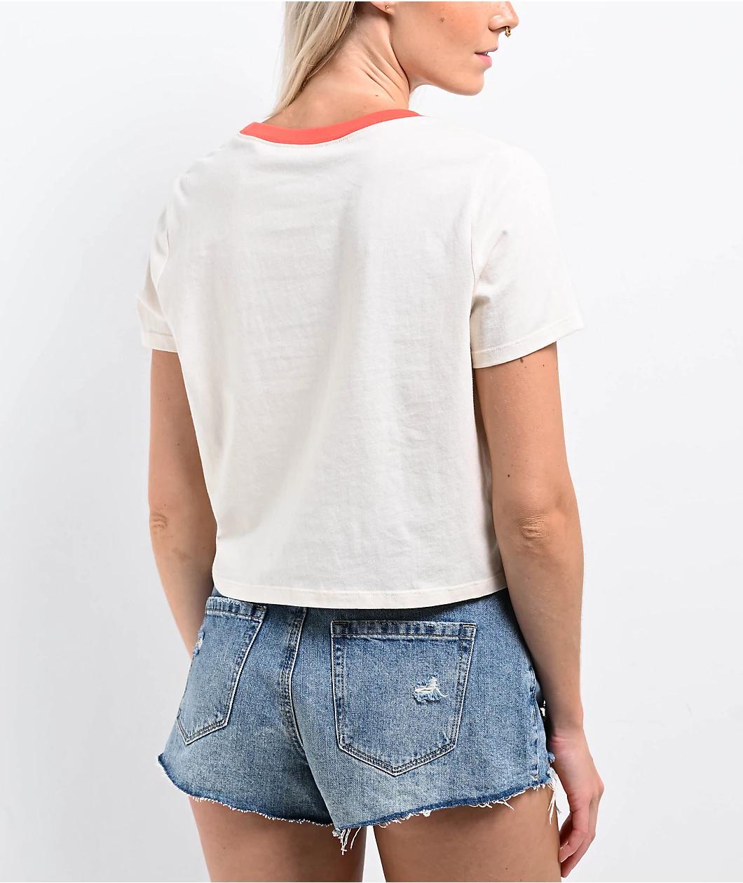 Freeworld Kallie Athletic Dept. Cream Boxy Crop T-Shirt Product Image