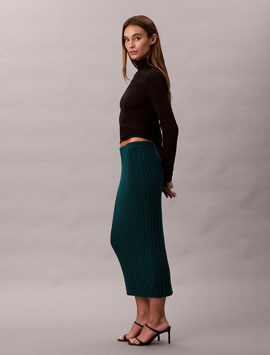 Cotton Ribbed Midi Skirt  Product Image