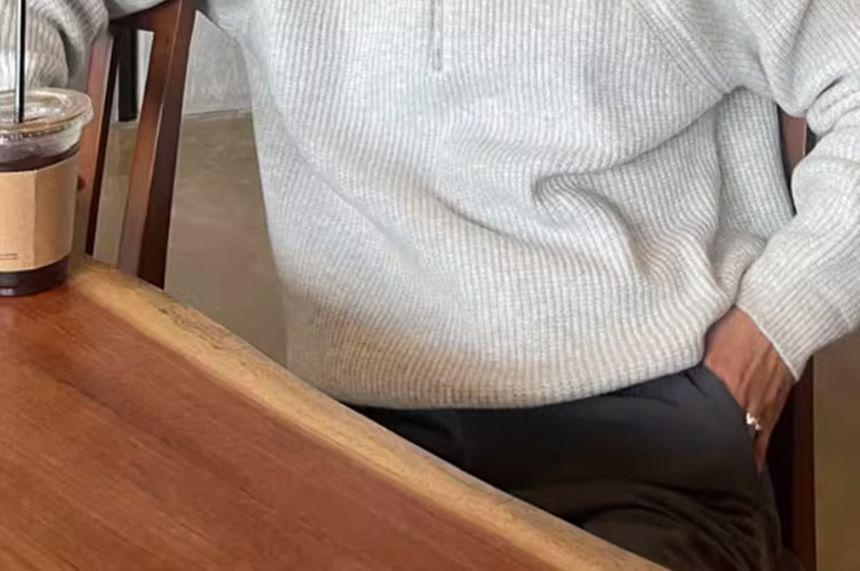 Half Zip Plain Hoodie Product Image