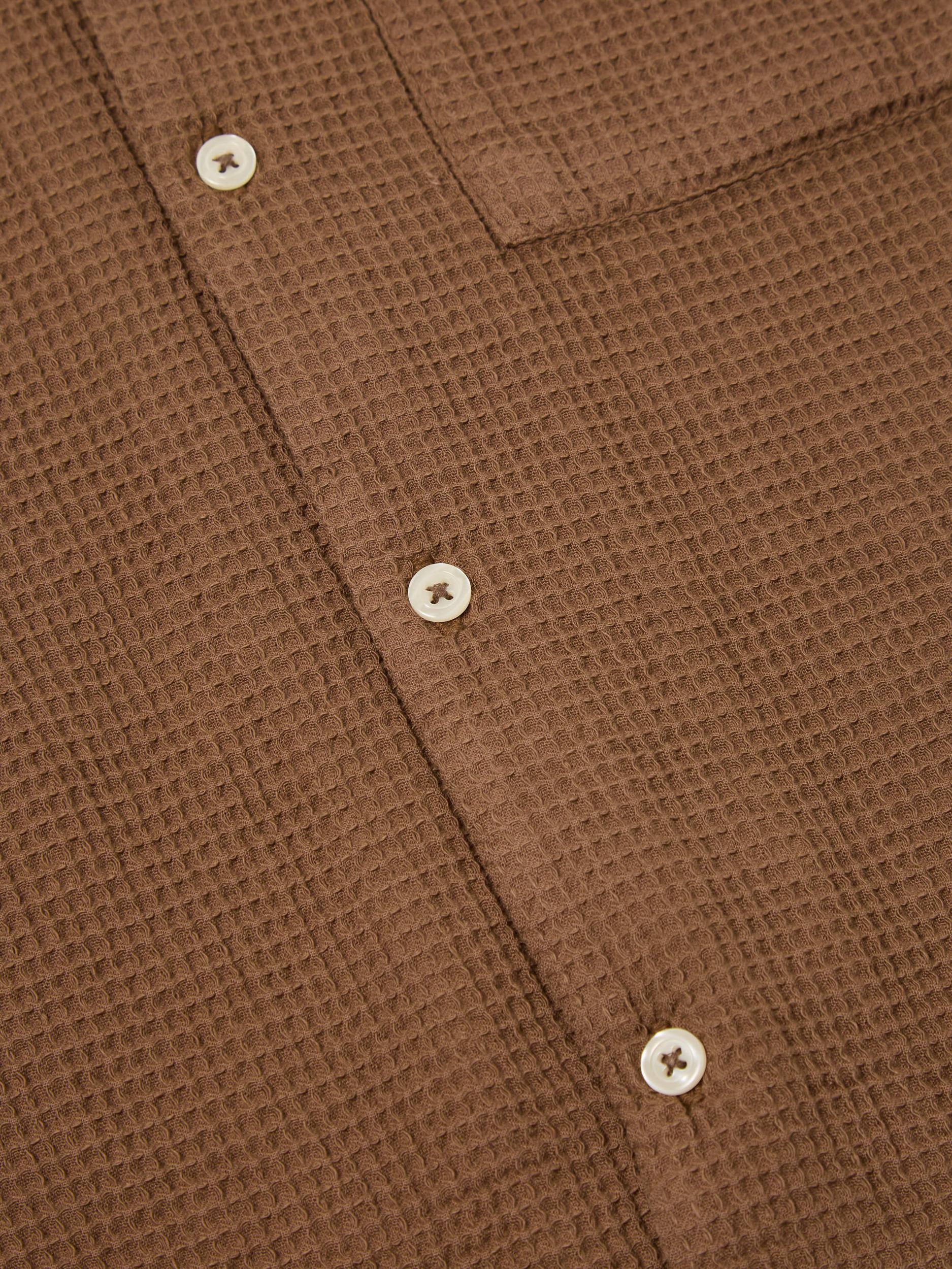 Universal Works Camp Shirt in Brown Japanese Waffle Product Image