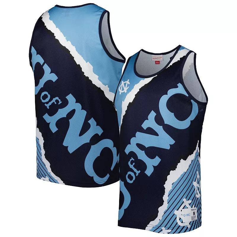 Men's Mitchell & Ness Navy/Carolina Blue North Carolina Tar Heels Jumbotron 2.0 Sublimated Tank Top, Size: XL Product Image