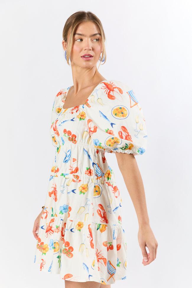 Everything I Love White Multi Icon Print Mini Dress FINAL SALE Product Image