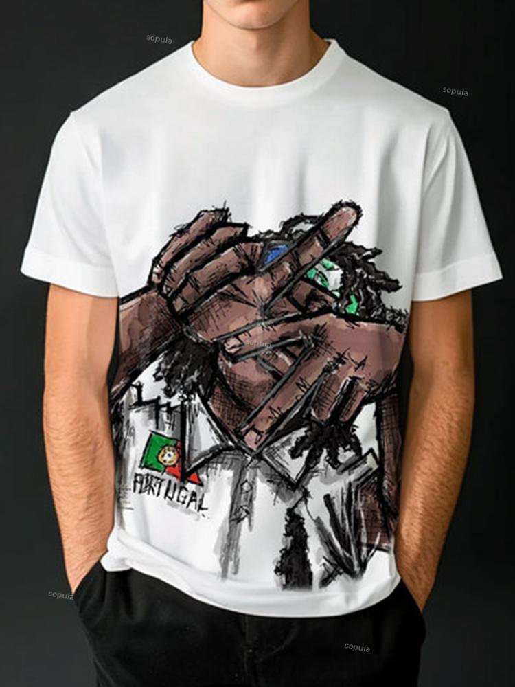 Street Graffiti Cartoon Character Graphic Cotton T-shirt Product Image