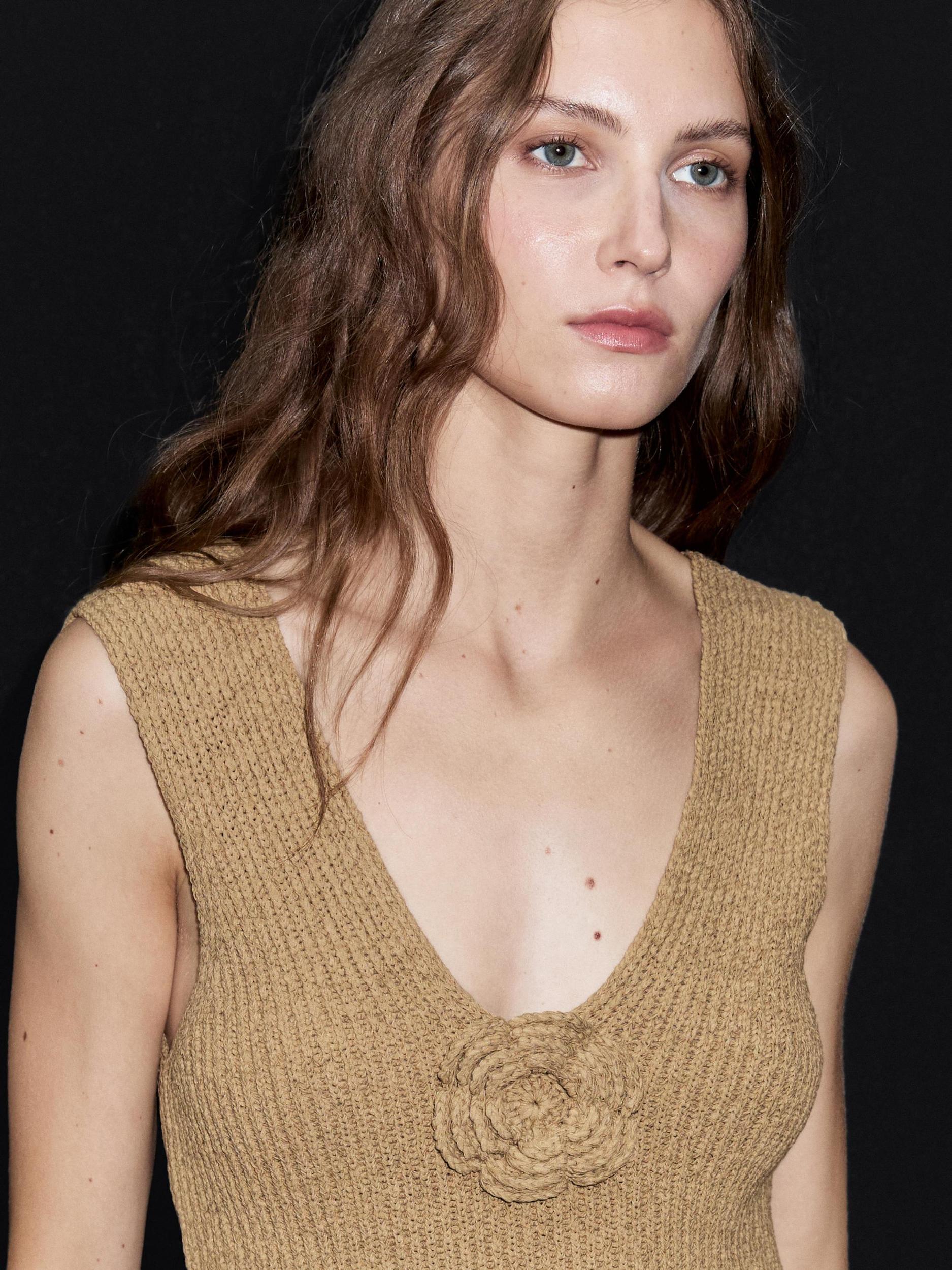 Cotton blend top with floral detail Product Image