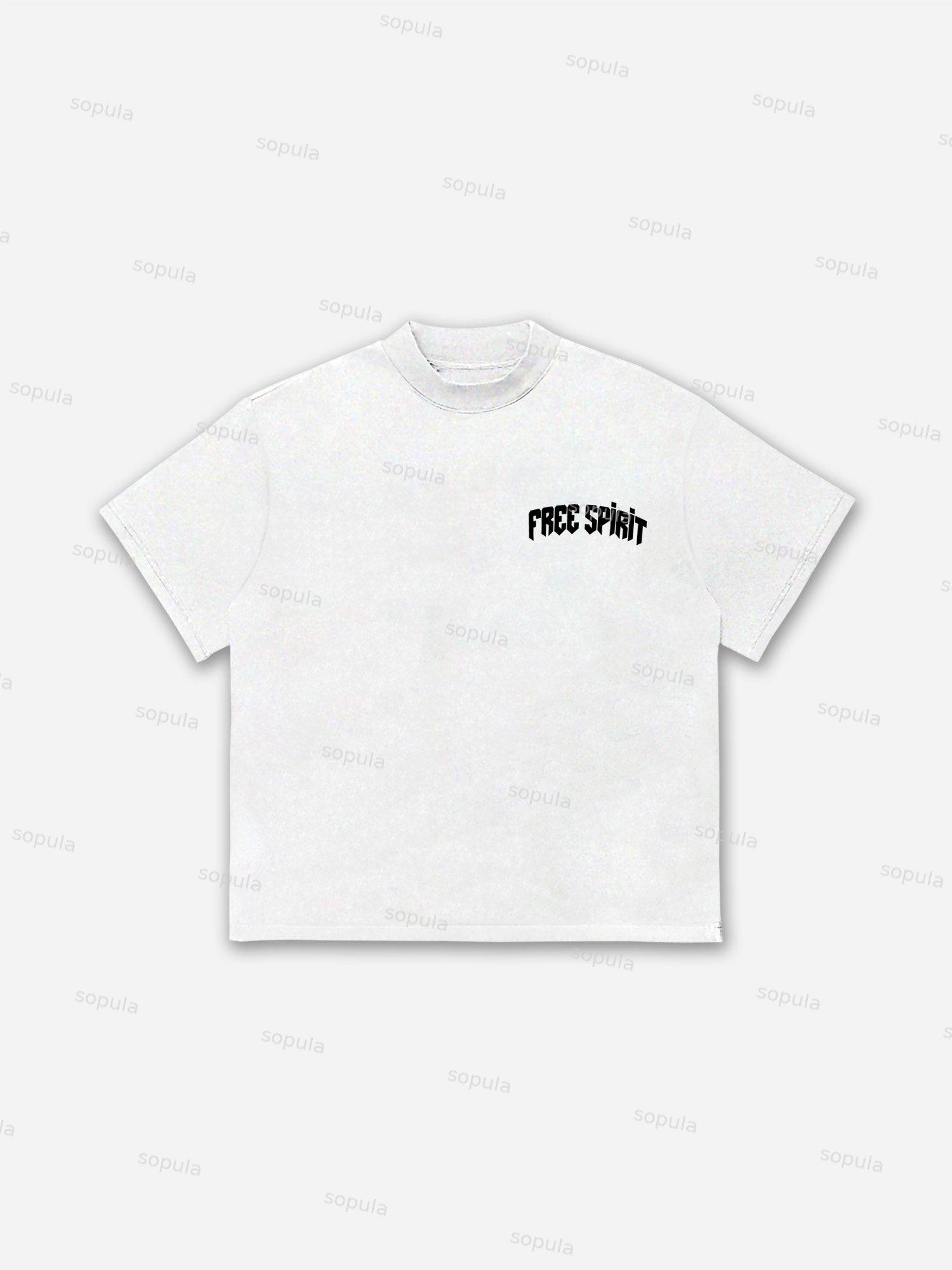 Free Spirit Mask Lips Graphic Cotton T-shirt Product Image