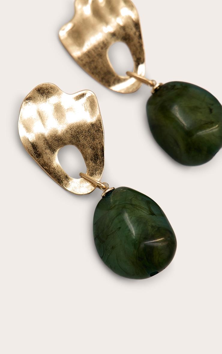 Gold Statement Earring With Emerald Resin Detail Product Image