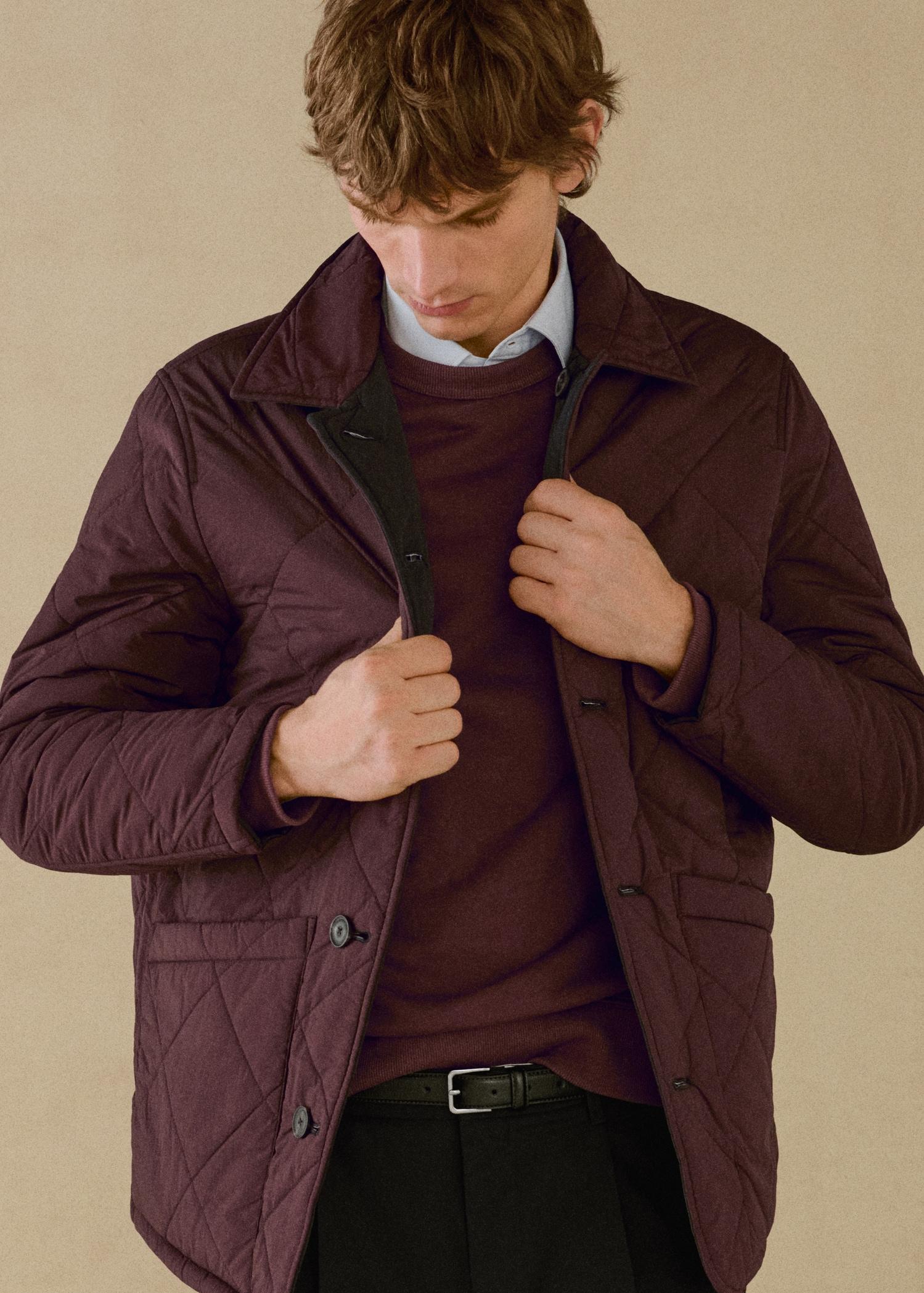 Two-tone reversible quilted jacket - Men | MANGO USA Product Image