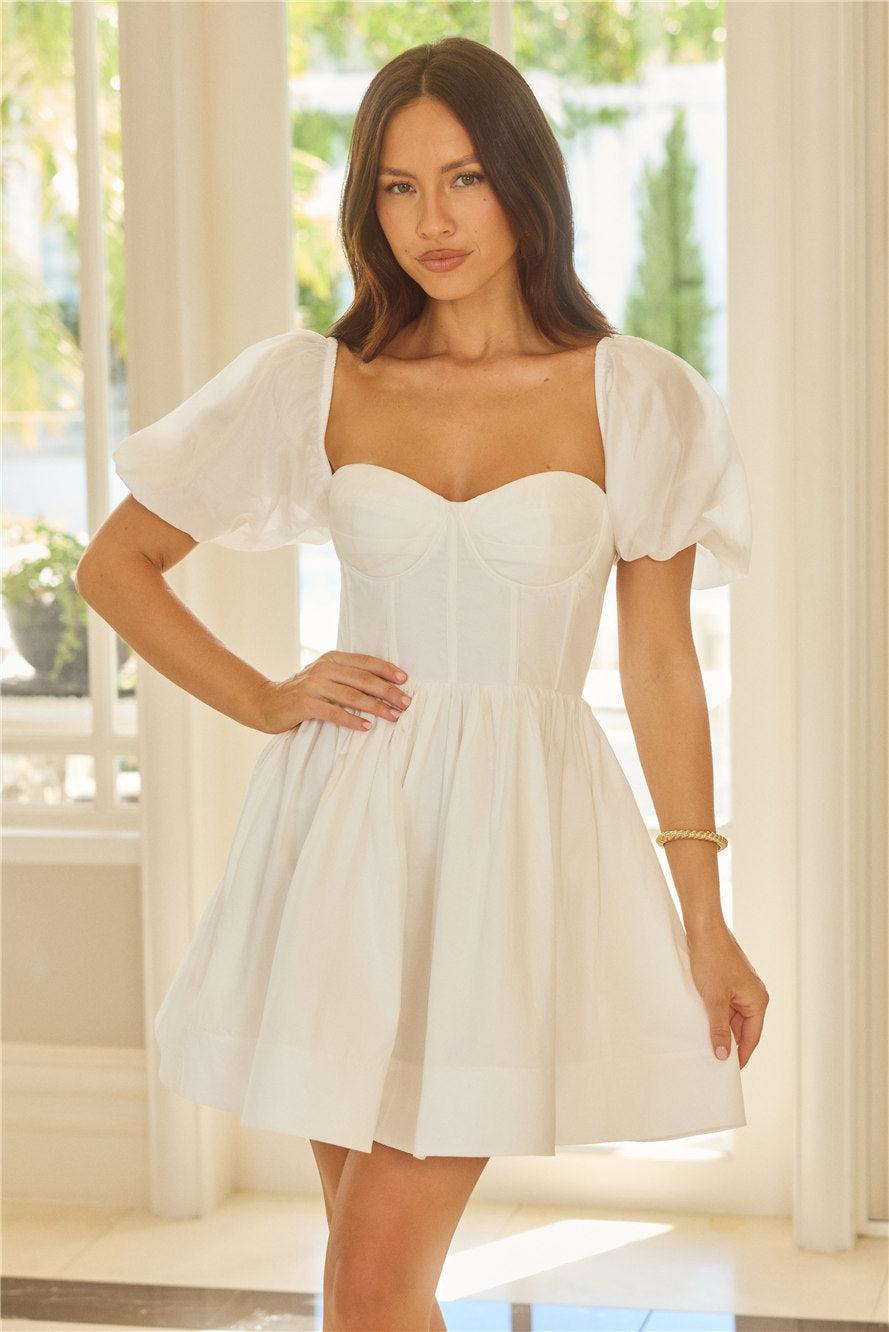 Whispering Luxe Short Sleeve Mini Dress White Product Image