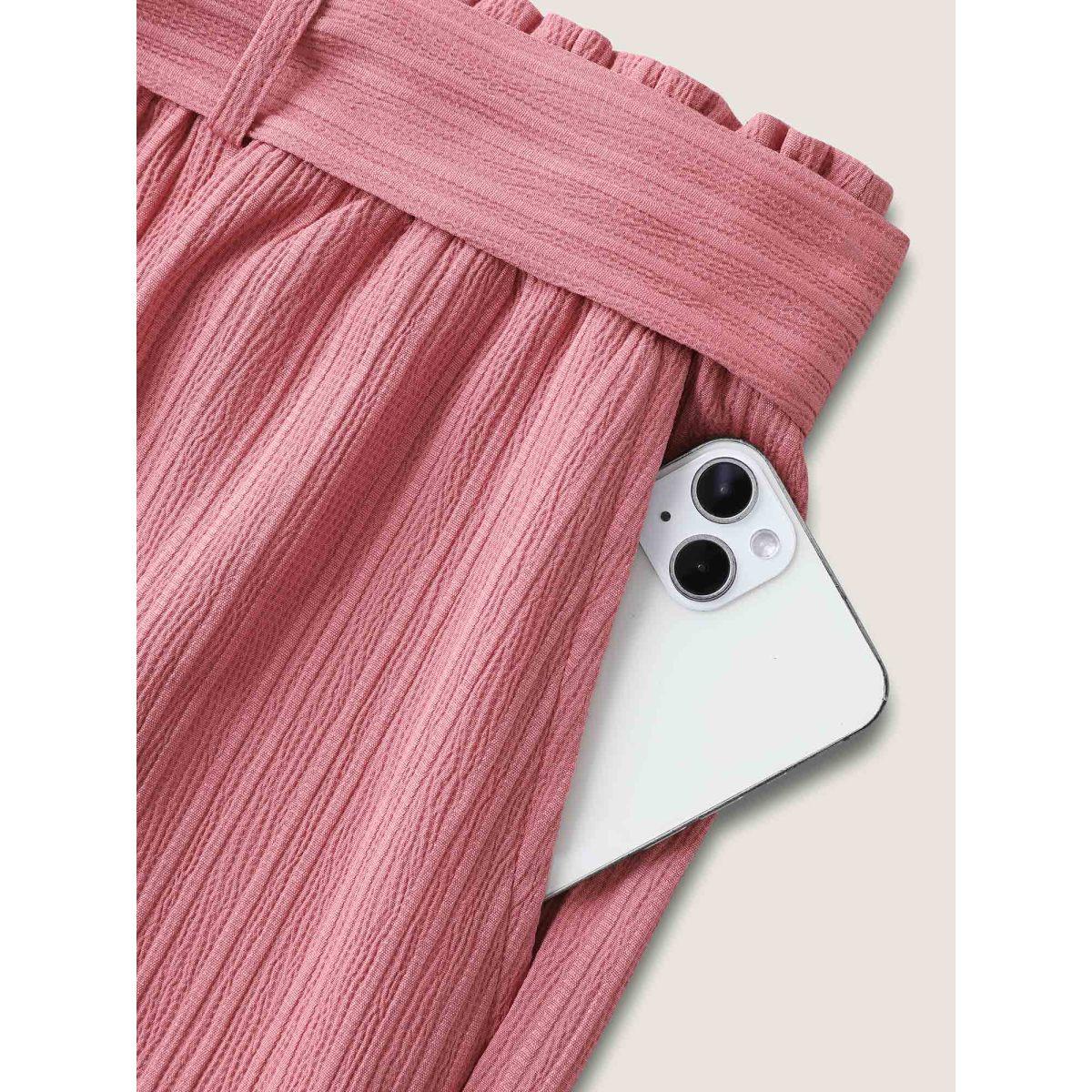 Plus Size Textured Belted Wide-Leg Pants Women Crepe Elegant Wide Leg Mid Rise Everyday-Elegant Pants BloomChic 26/4X Product Image