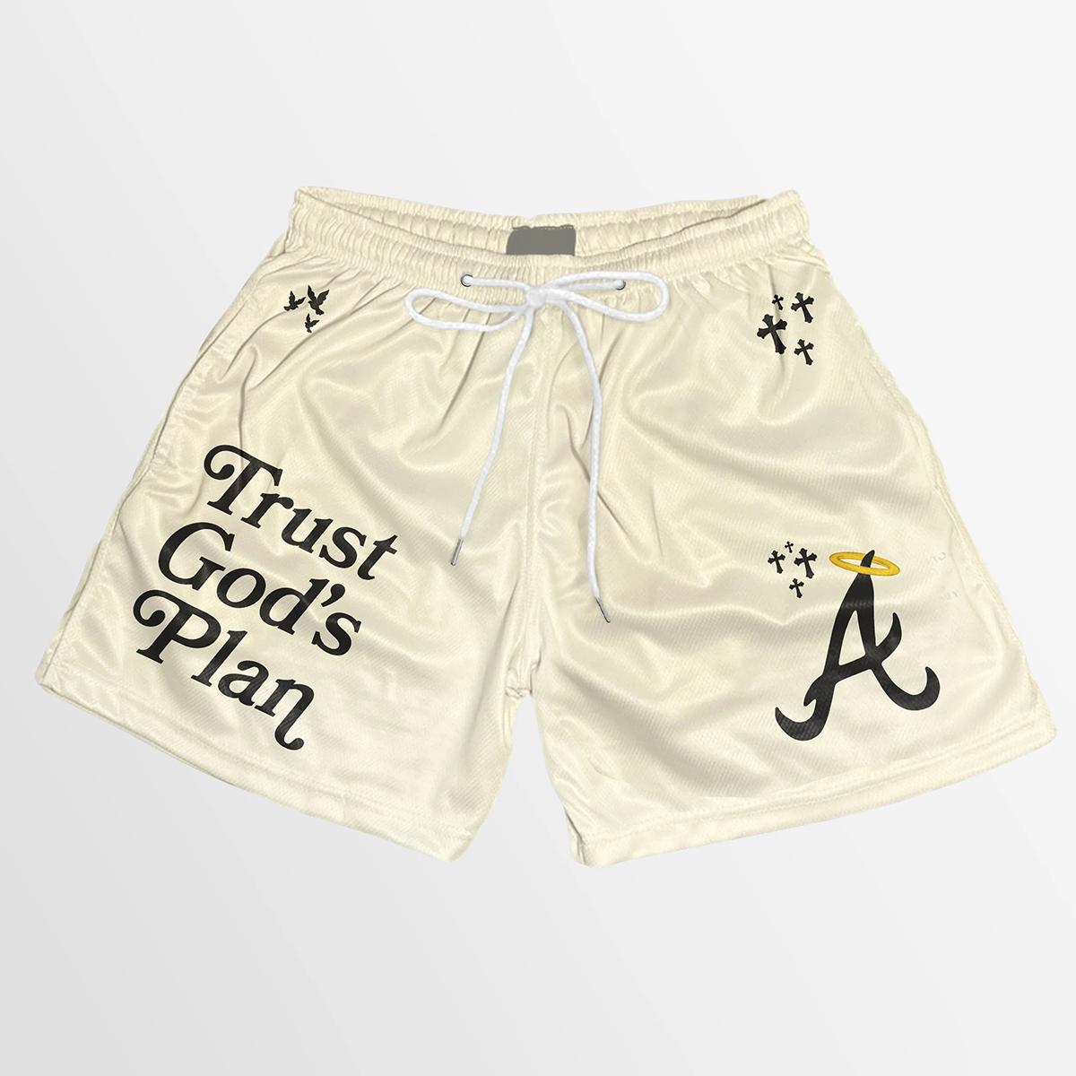 Trust God's Plan Graphic Print Mesh Shorts Product Image