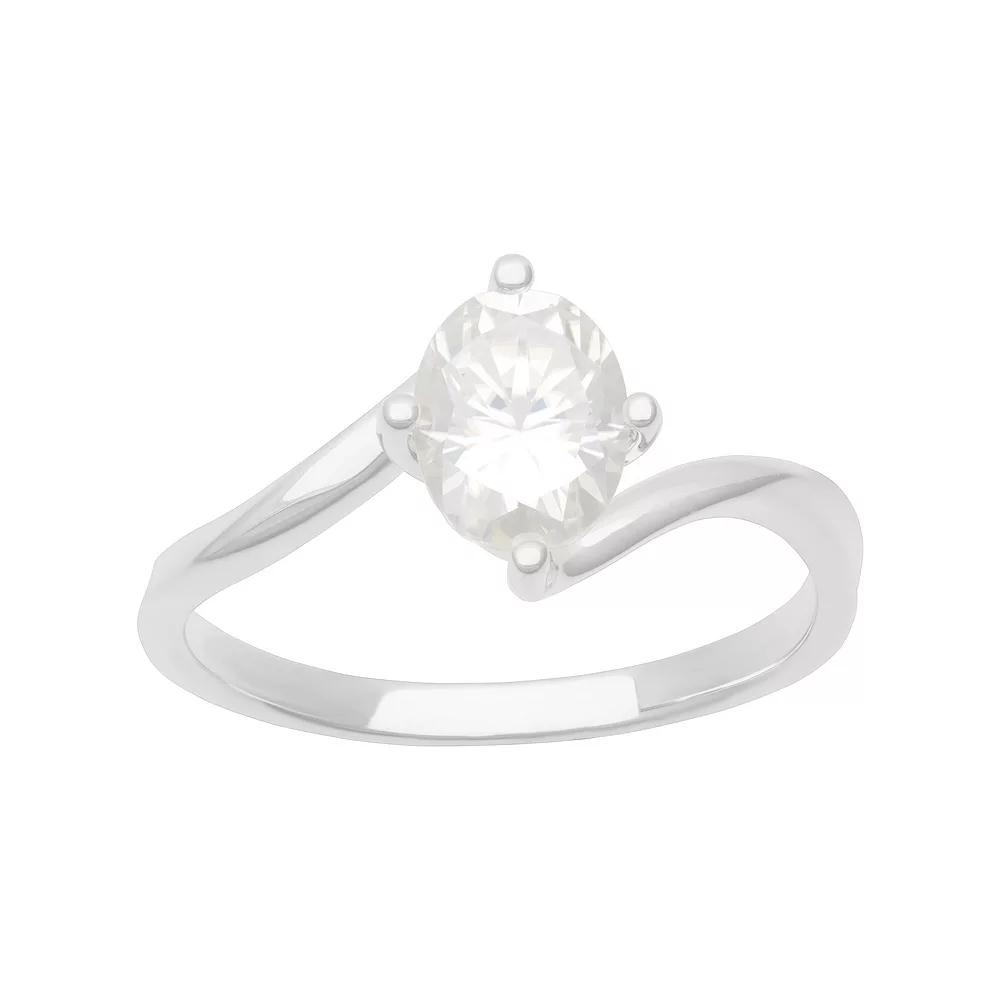 Women's Love Always Sterling Silver 1 3/8 Carat T.G.W. Oval-Cut Moissanite Twist-Shank Engagement Ring,  Product Image