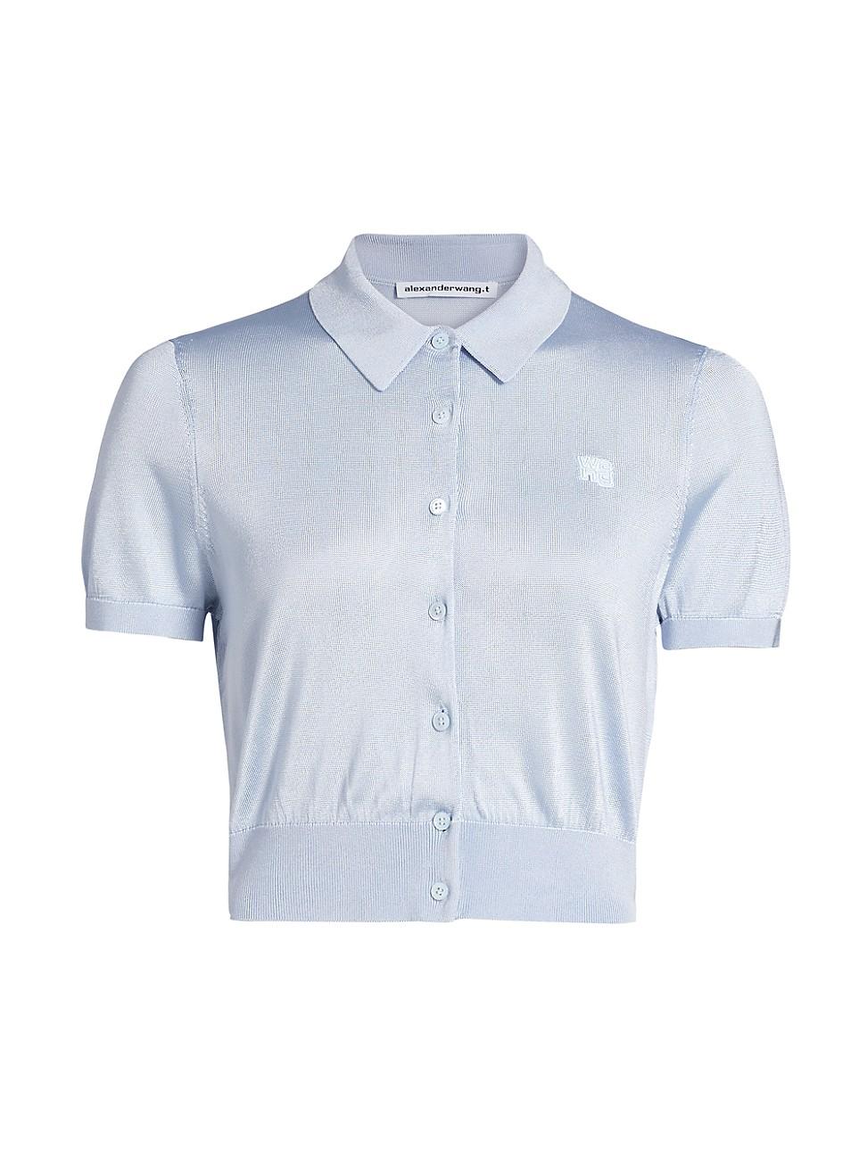 Womens Embroidered Logo Polo Cardigan Product Image