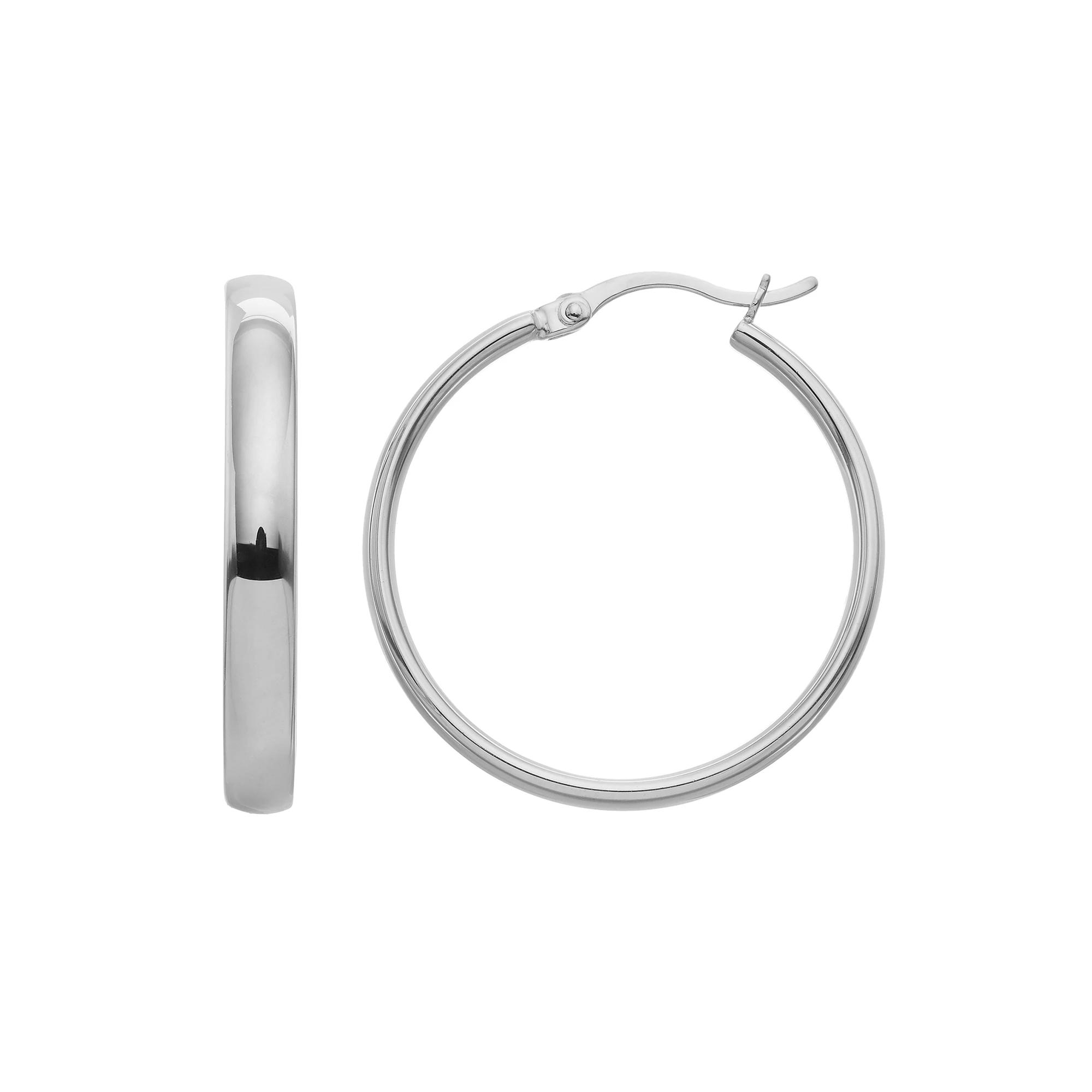 Sterling Silver Hoop Earrings, Womens, 18k Gold Over Silver Product Image