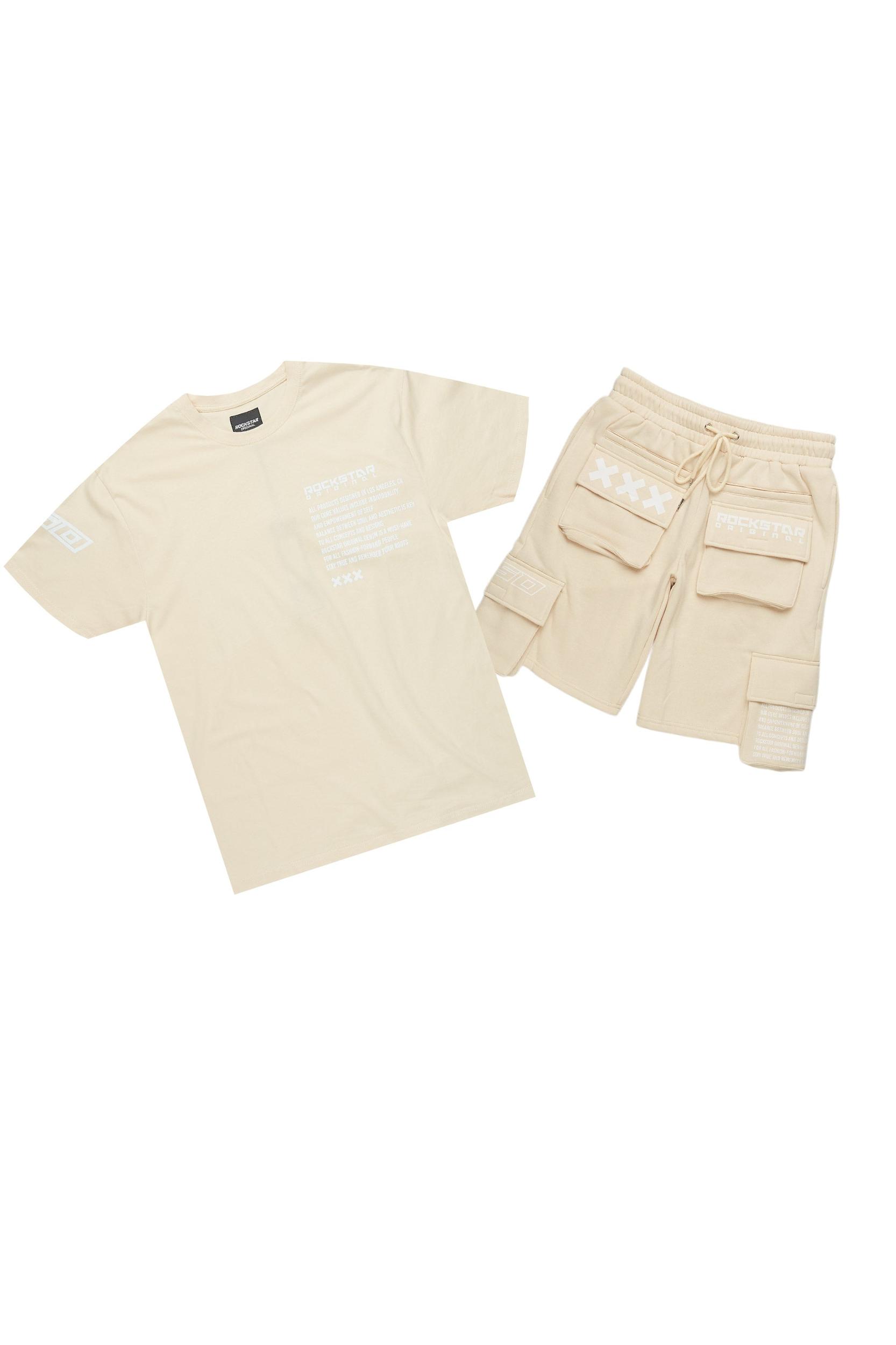 Jash Beige/White Short Set Male Product Image