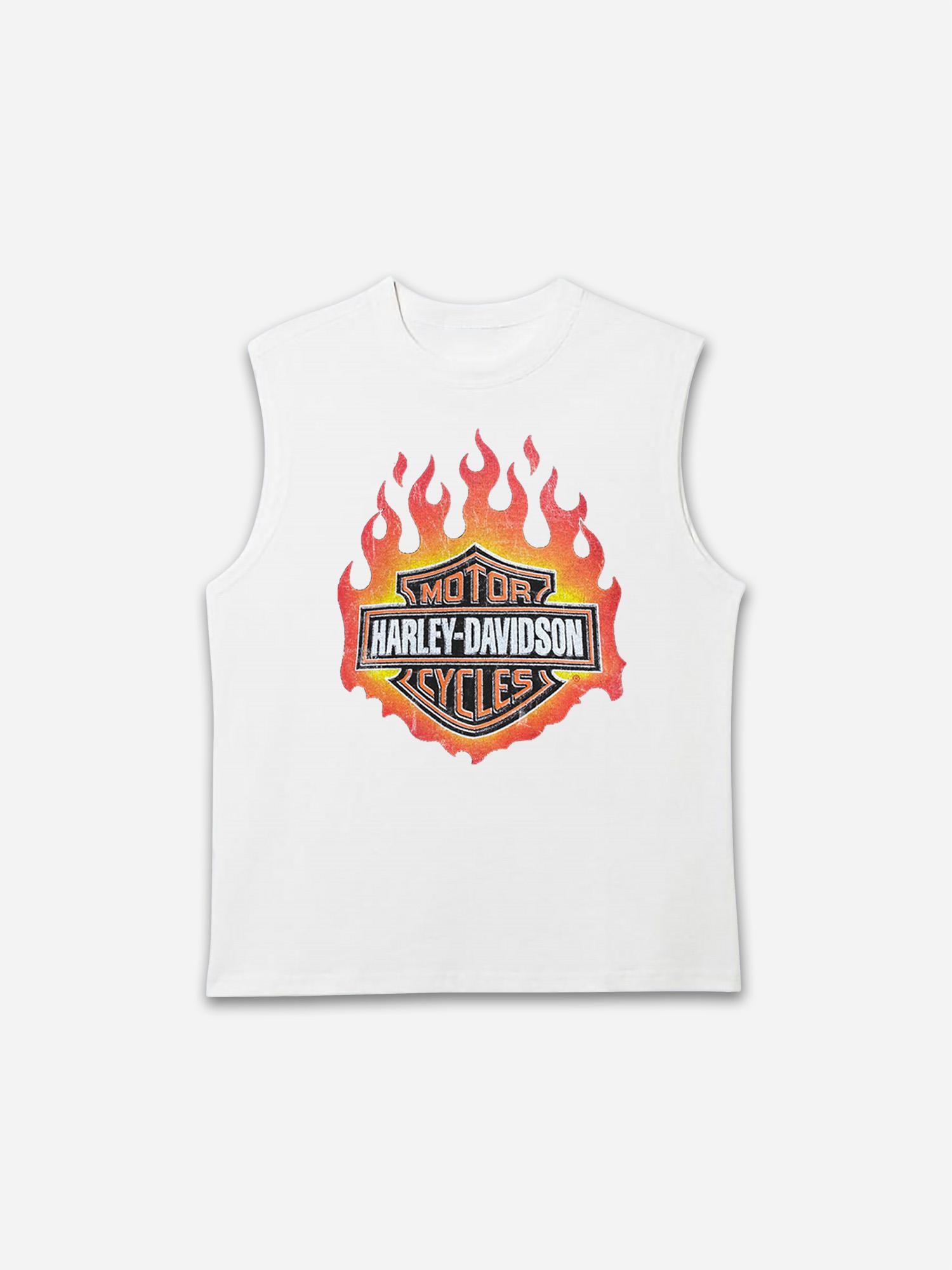 Sopula Vintage Flames Harley Davidson 90s Graphic Tank Top Product Image