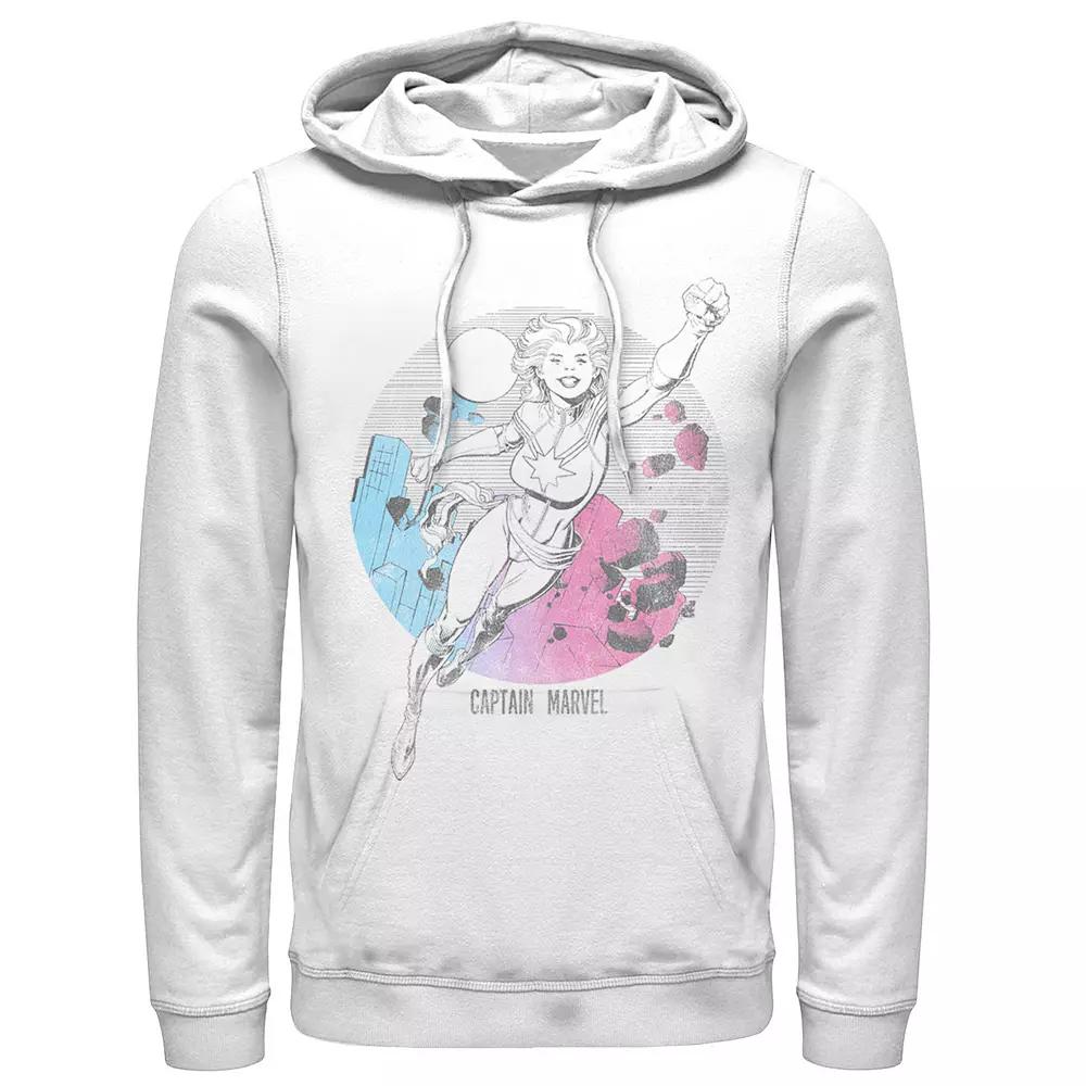 Men's Captain Marvel Comic Skyline Portrait Hoodie,  Product Image